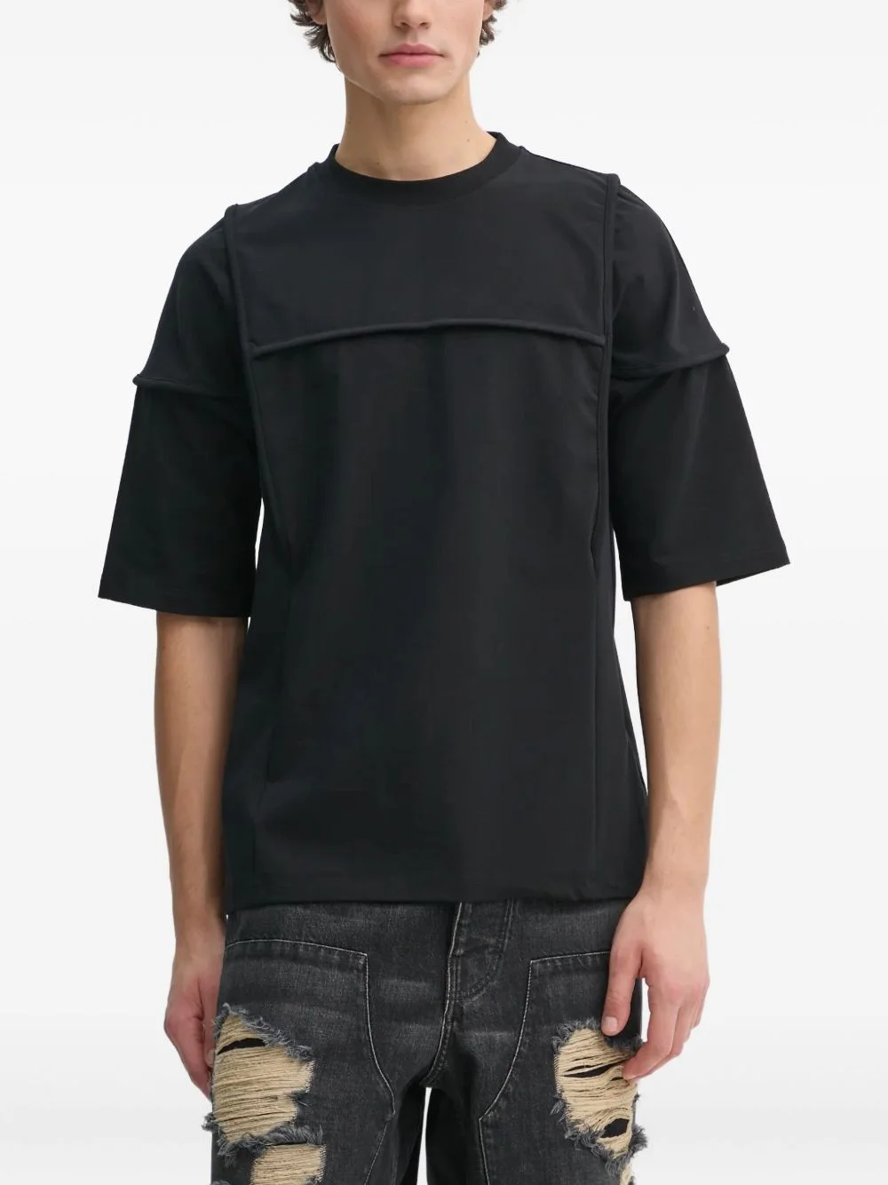 panelled-design short-sleeve T-shirt - 1