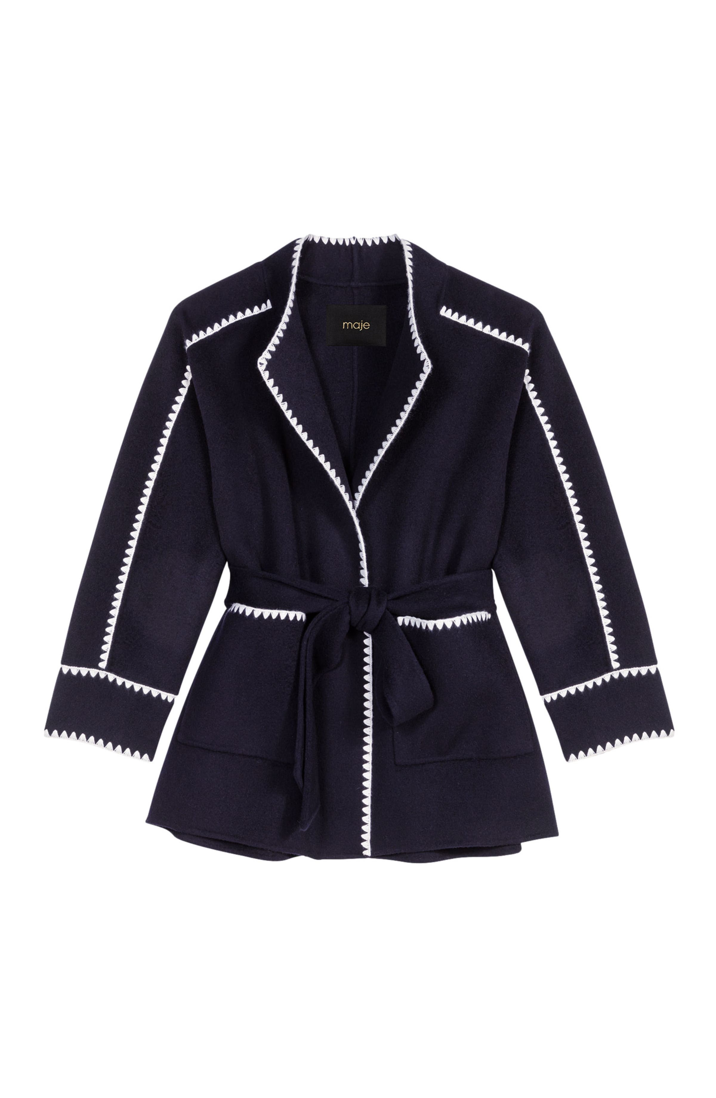 maje Double-faced coat in Navy/white at Nordstrom - 8