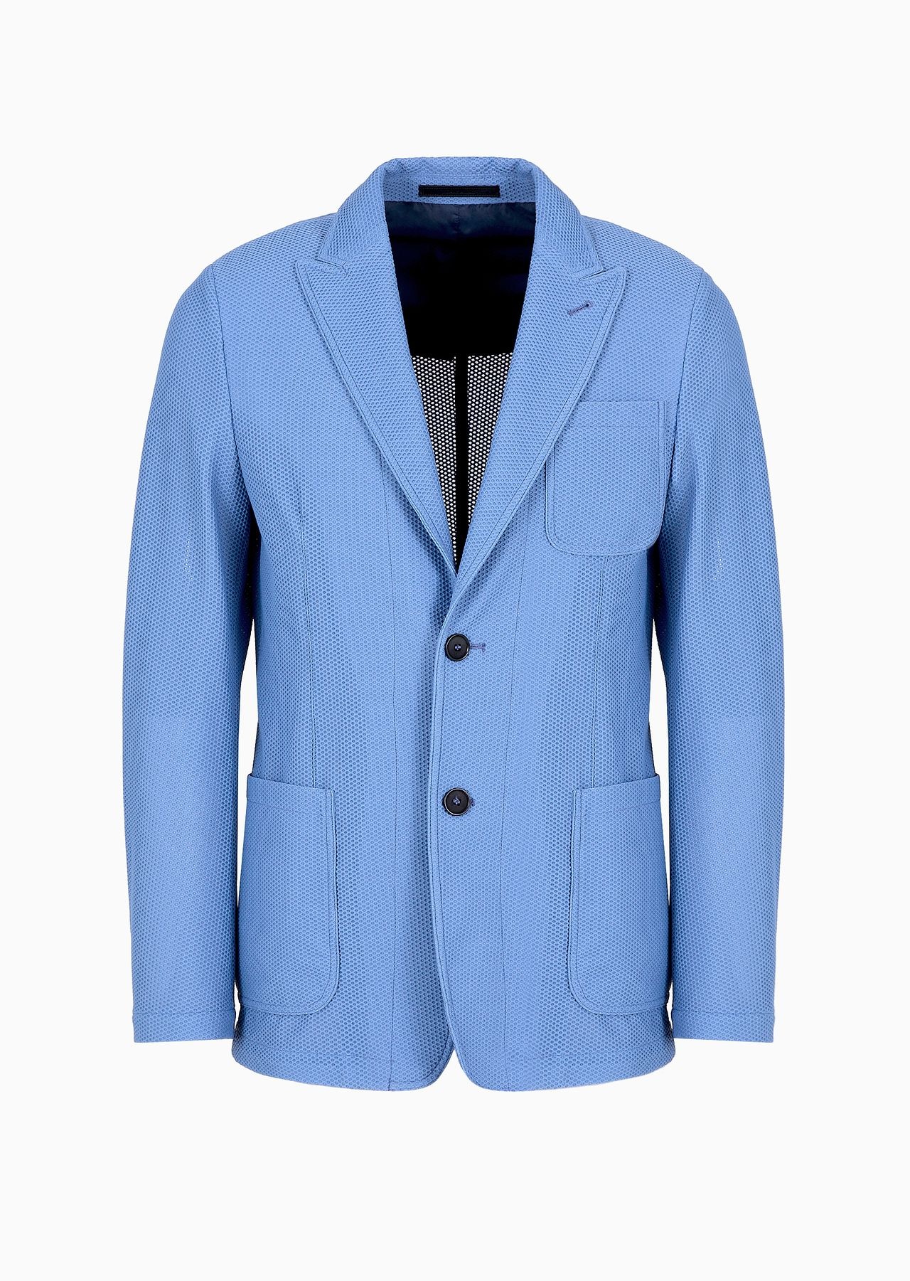 Single-breasted jacket in technical waffle fabric - 1