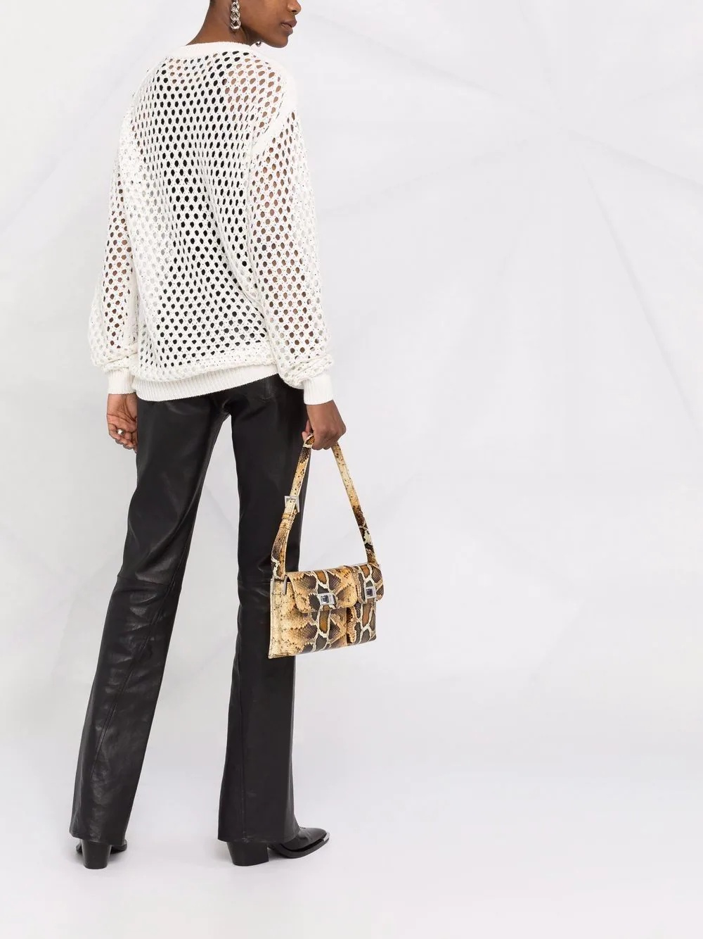 pointelle-knit crystal-embellished jumper - 4