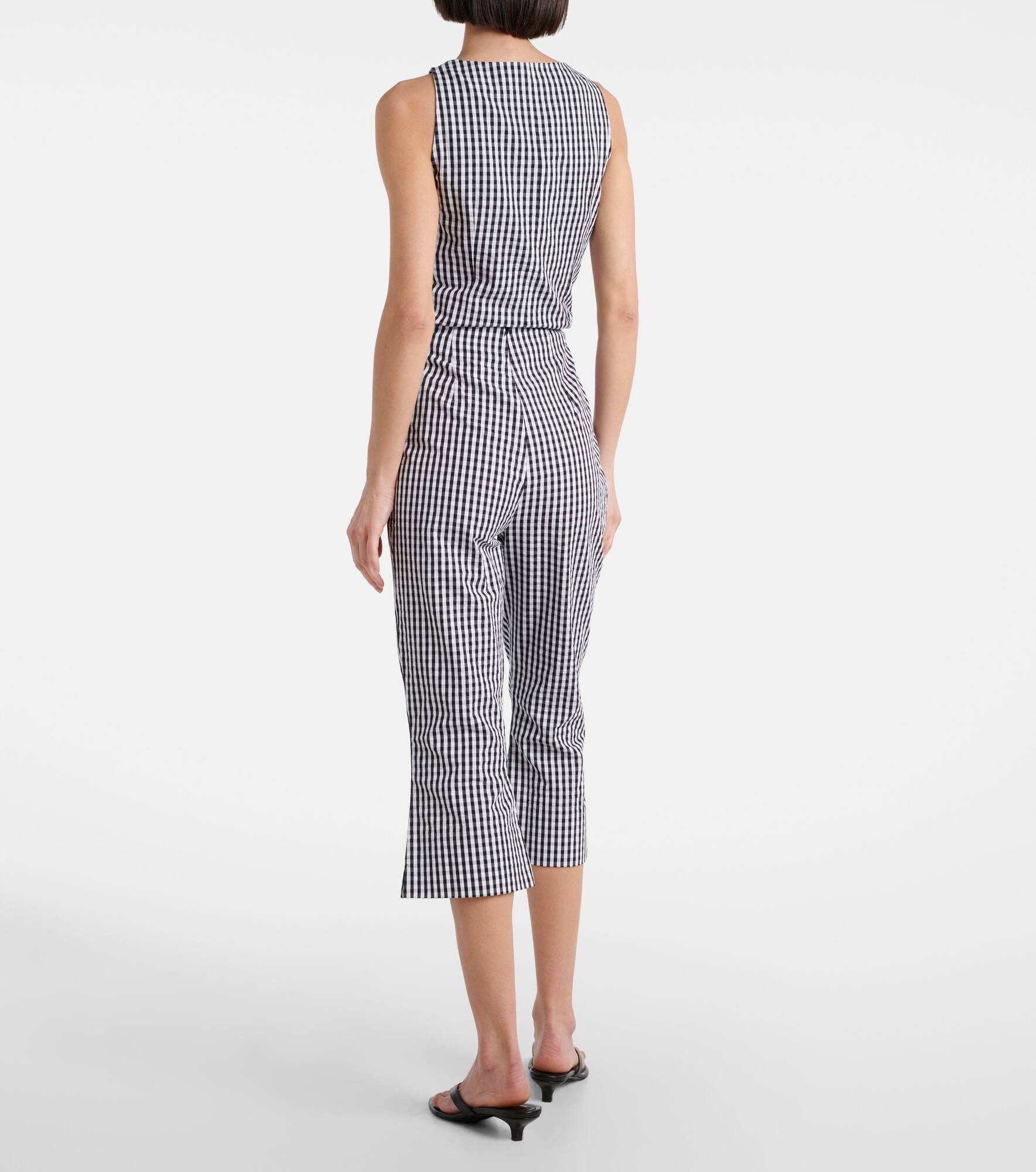 Gingham cotton poplin capri pants - 3