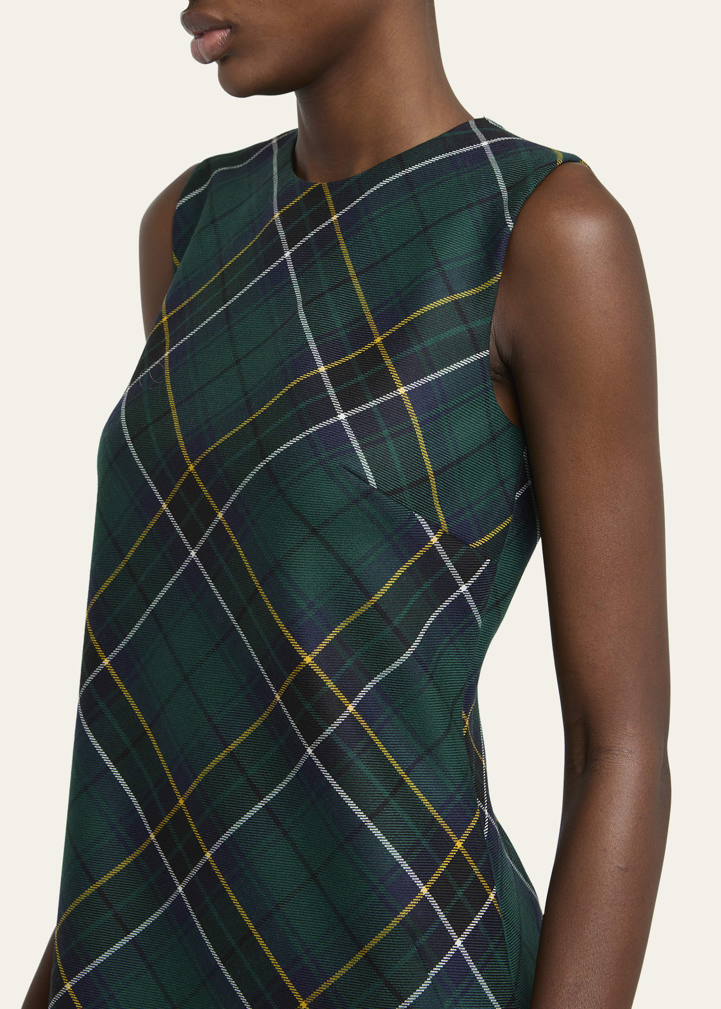 Tartan Sleeveless Flared Mini Dress - 5