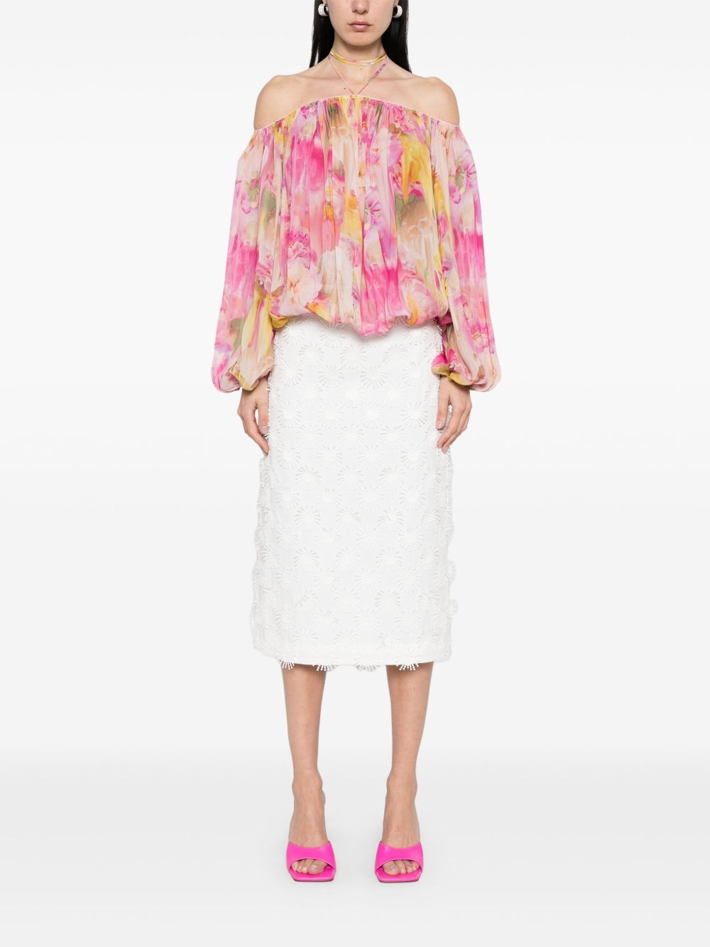floral-print georgette blouse - 2