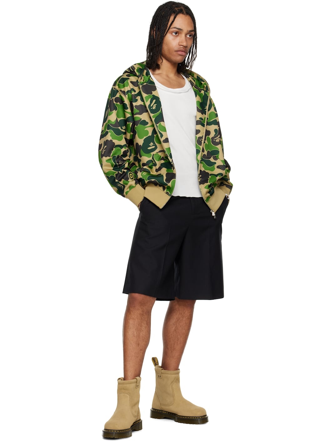 Green ABC Camo Shark Full Zip Hoodie - 4
