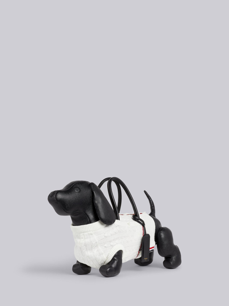 Black Pebbled Calfskin Cotton Aran Cable Sweater Hector Bag 3