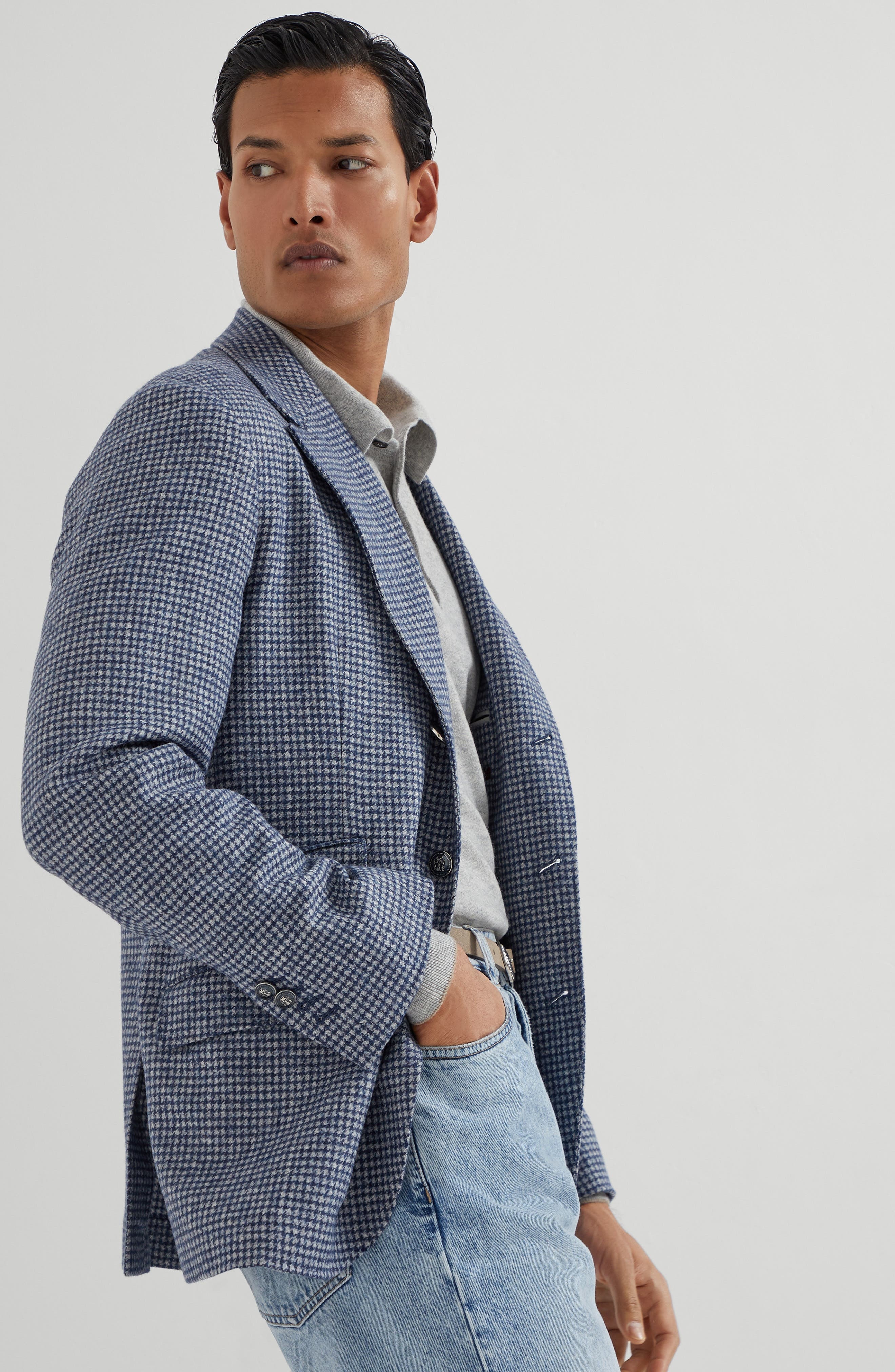 Brunello Cucinelli Deconstructed Cavallo blazer in Denim at Nordstrom - 5