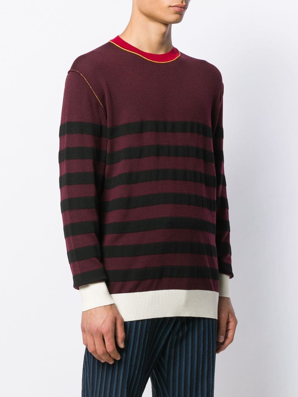 striped crew neck jumper - 3