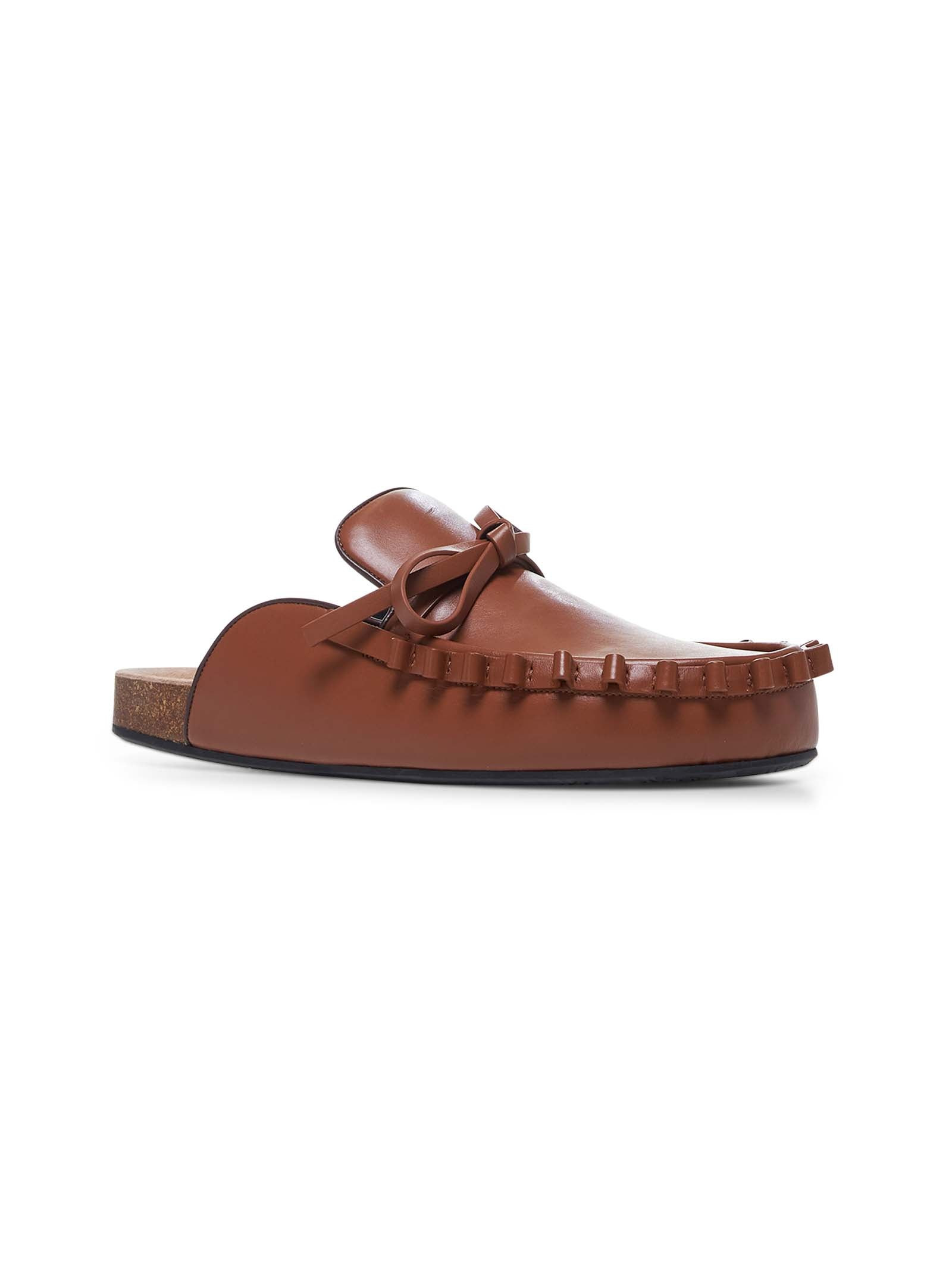Tan leather Ruffle mules - 2