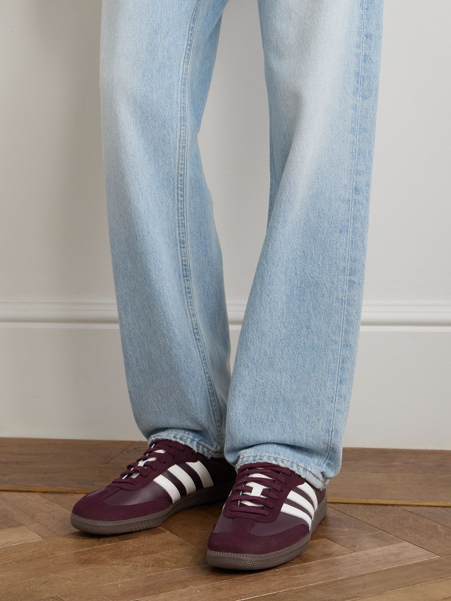 Samba OG Nubuck-Trimmed Leather Sneakers Burgundy - 2