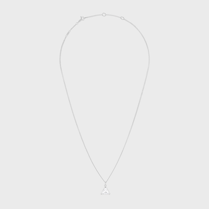 Boy Doll Triangle Necklace in Brass with Rhodium Finish and Strass 1