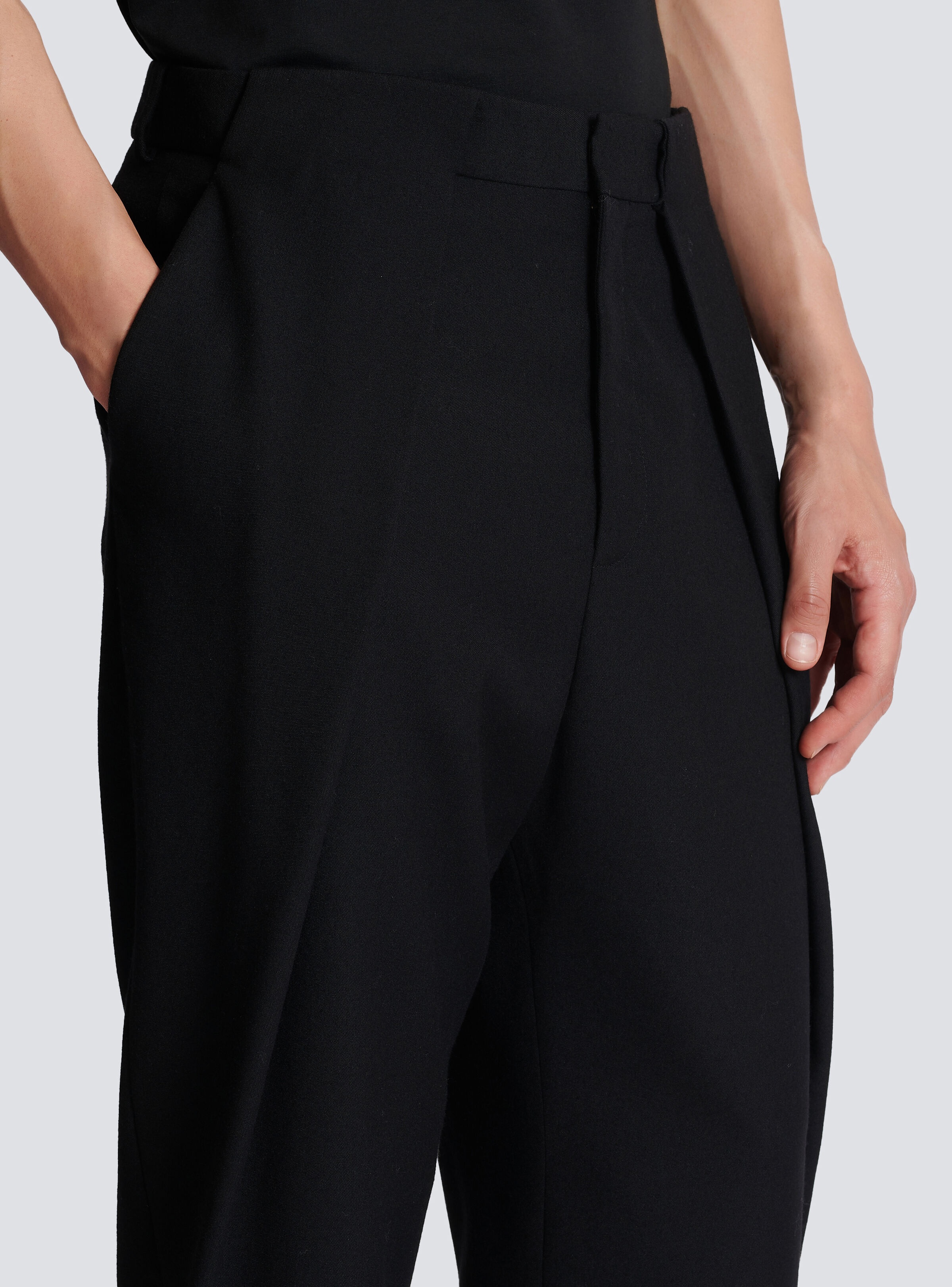 Wool trousers with pleated hem - 6