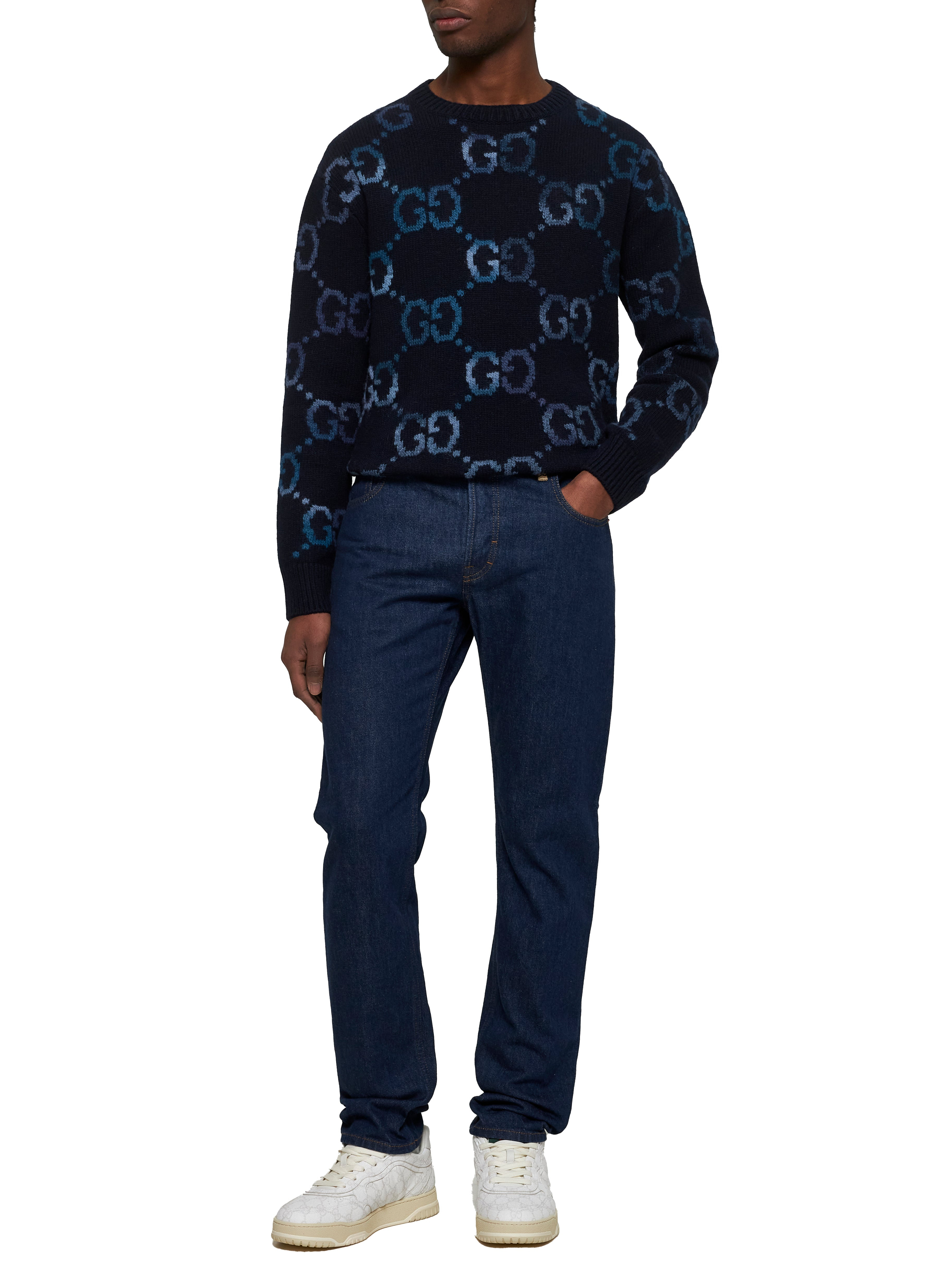 Gucci Men Blue Denim Tapered Jeans - 2