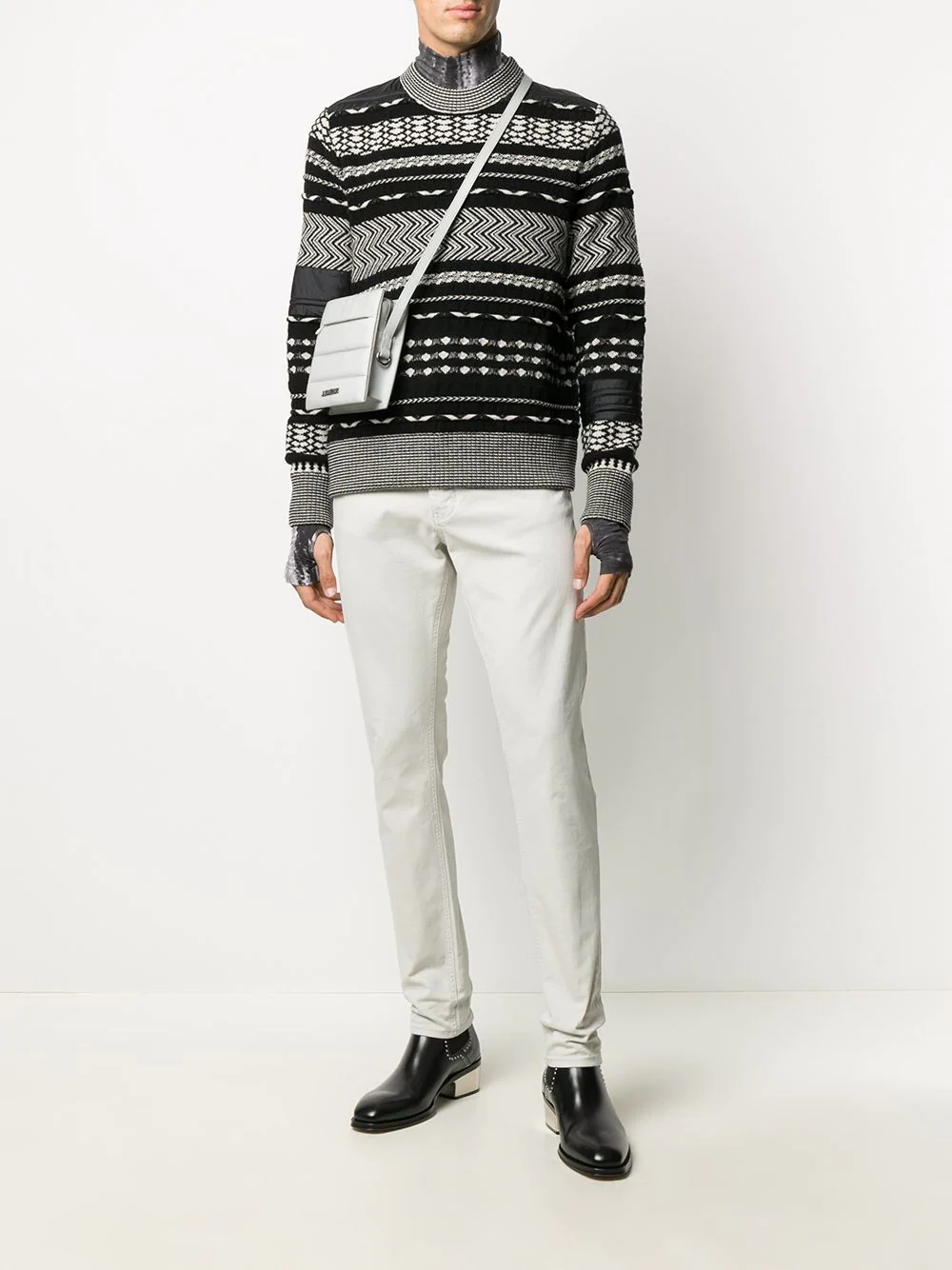 monochrome wool knit jumper - 2