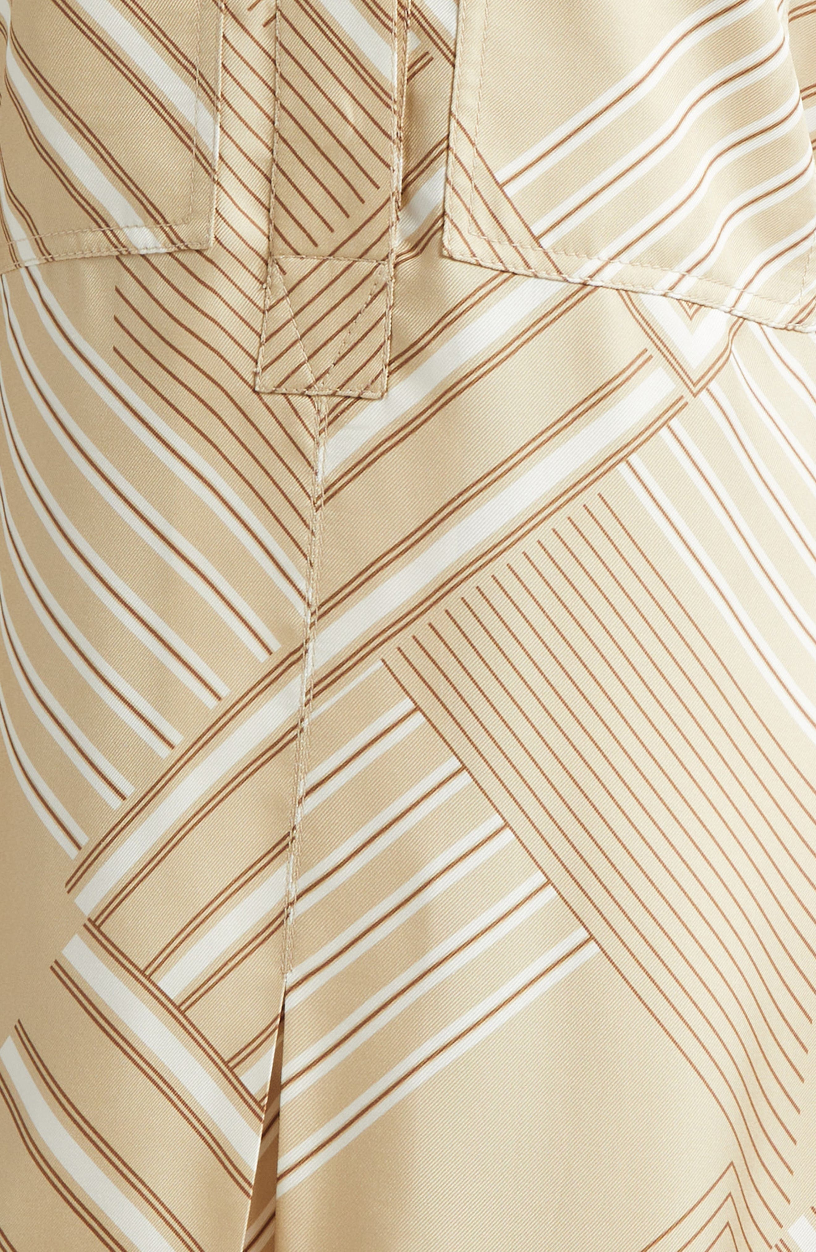 Veronica Beard Pryce Border Print Long Sleeve Silk Blend Shirtdress in Stone Khaki Multi at Nordstro - 6