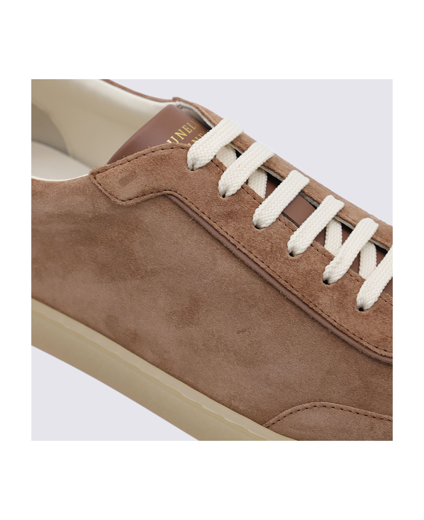 Beige Leather Sneakers - 4
