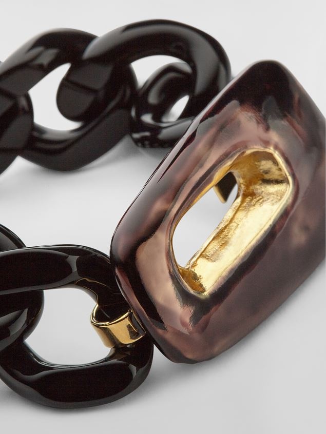TRAPEZE BRACELET IN METAL RESIN AND BLACK ENAMEL - 3