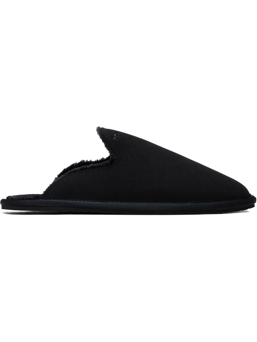 Black Faux-Shearling-Lined Slippers - 1