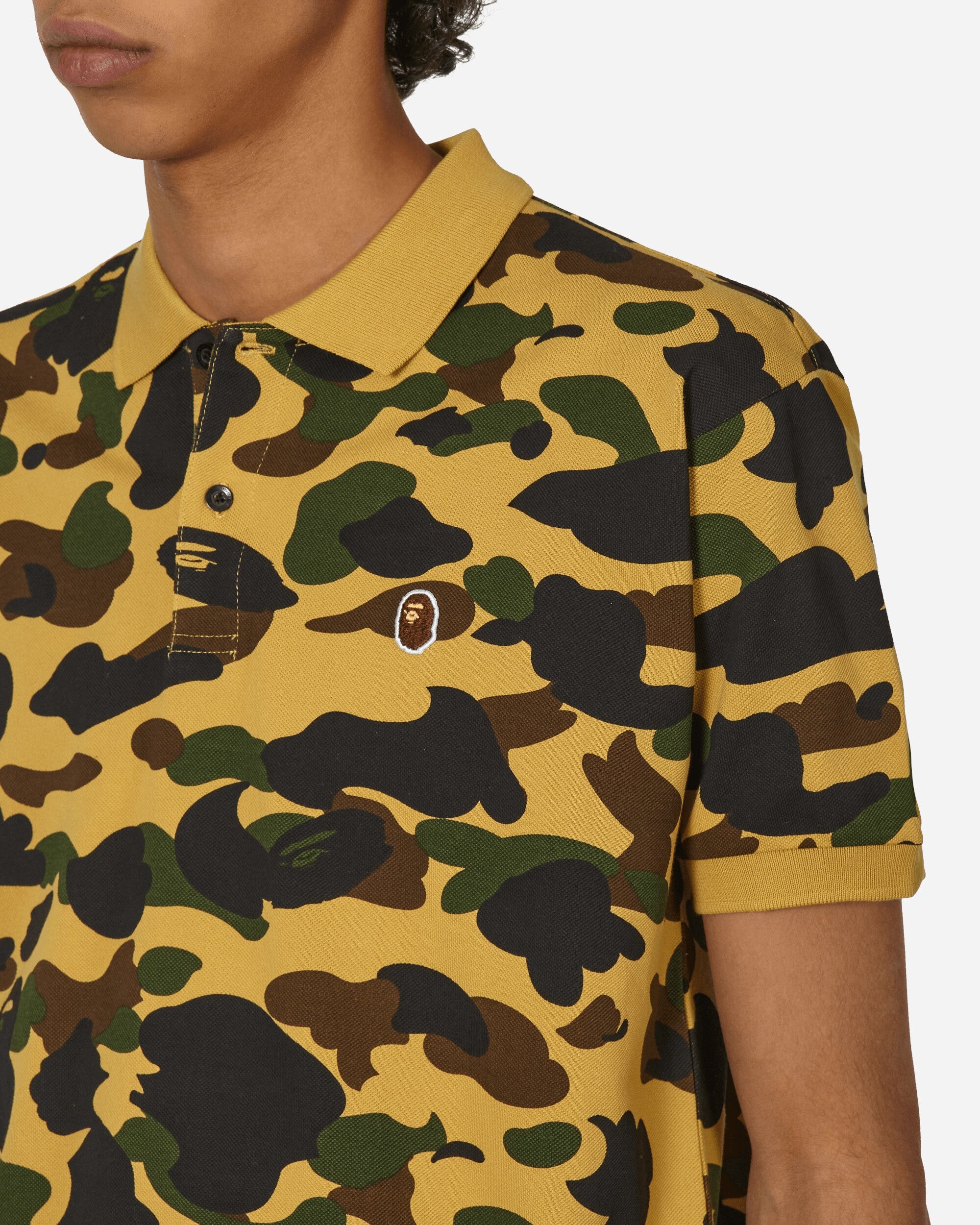 A BATHING APE® 1st Camo Ape Head One Point Polo Shirt Yellow