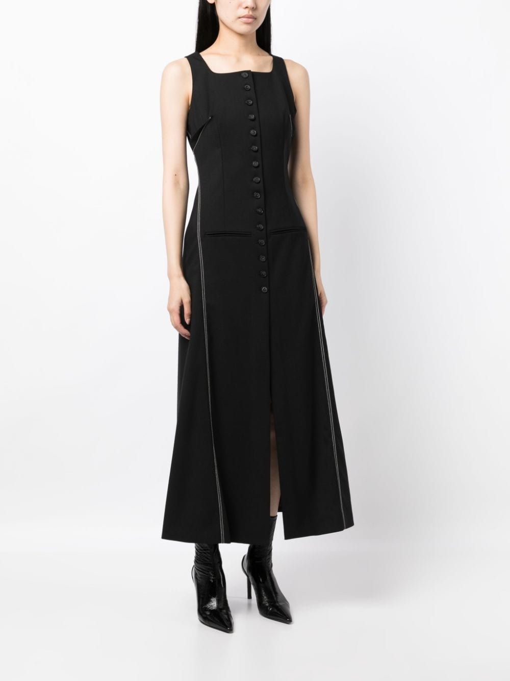 button-front wool midi dress - 3