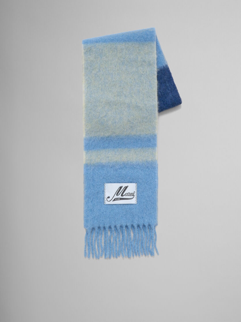 BLUE STRIPED ALPACA-MOHAIR SCARF - 1