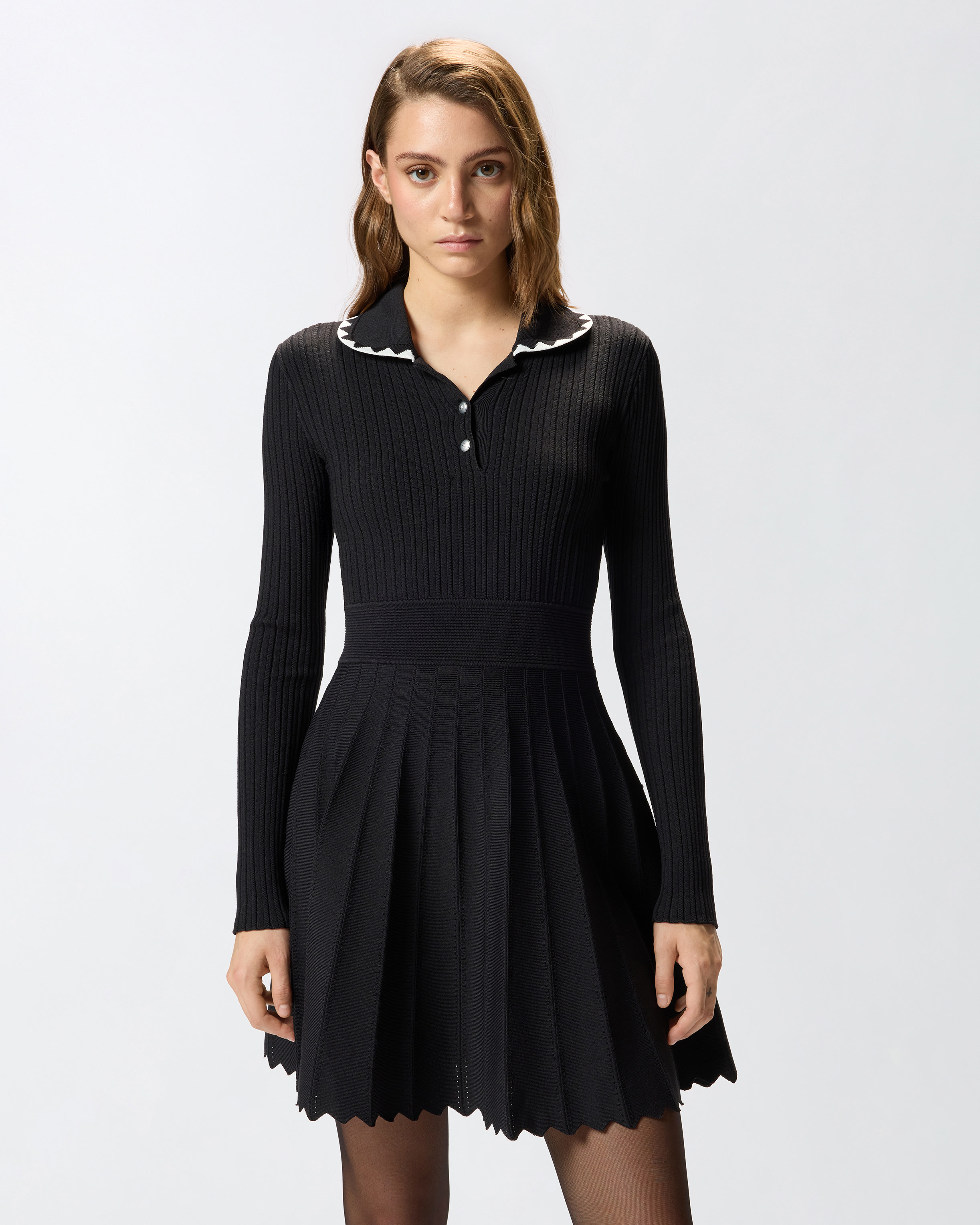 PLEATED RIBBED DRESS - 2