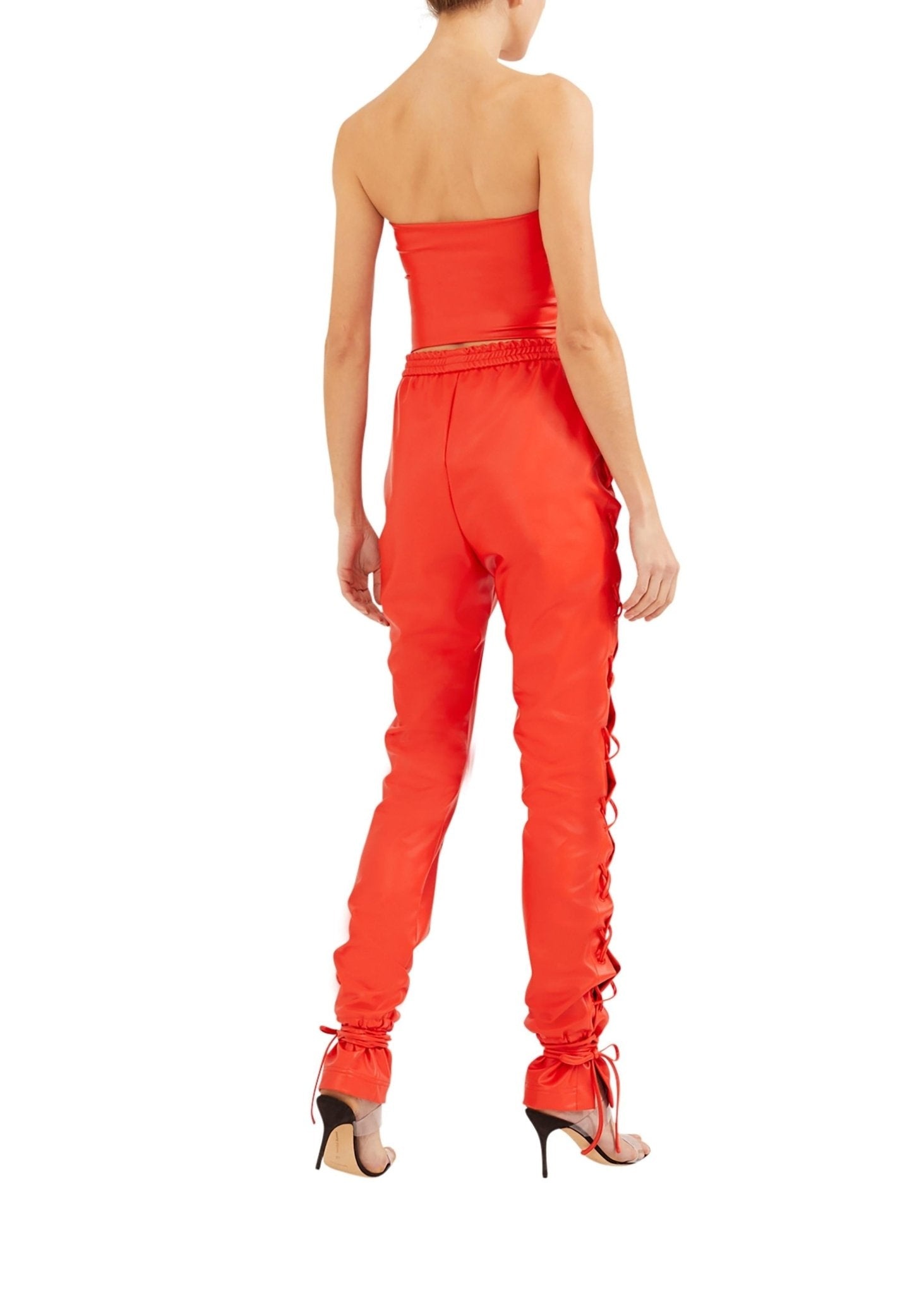 Faux Leather Lace Up Pant - 4