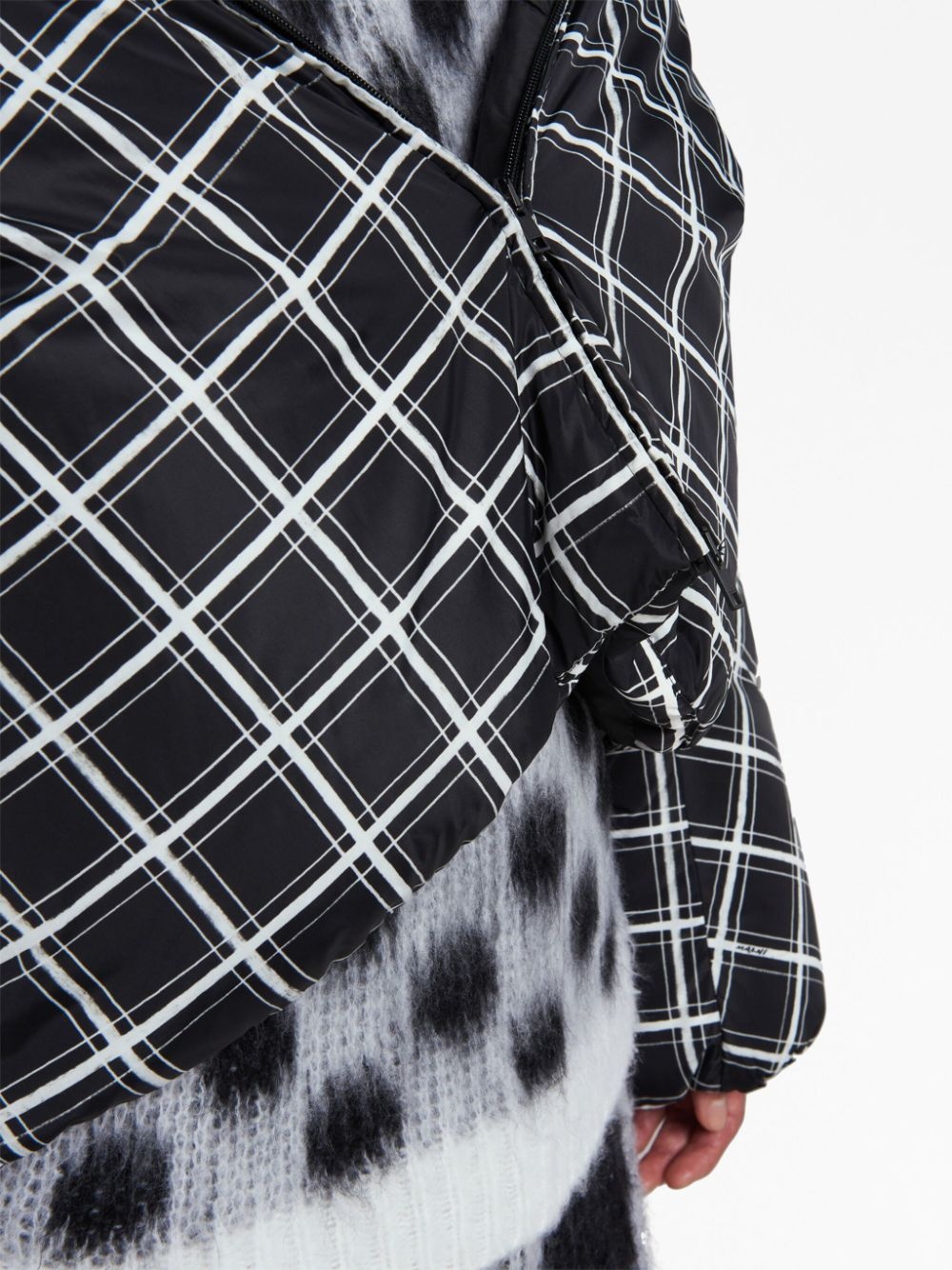 check-print padded jacket - 6