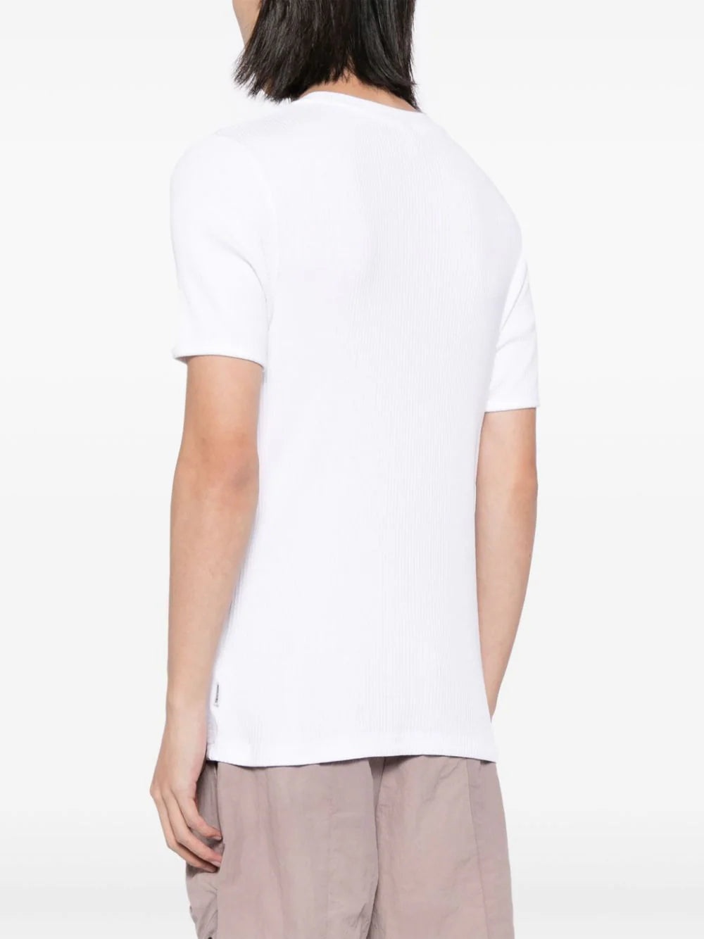 LOGO-TAPE RIBBED T-SHIRT - 4