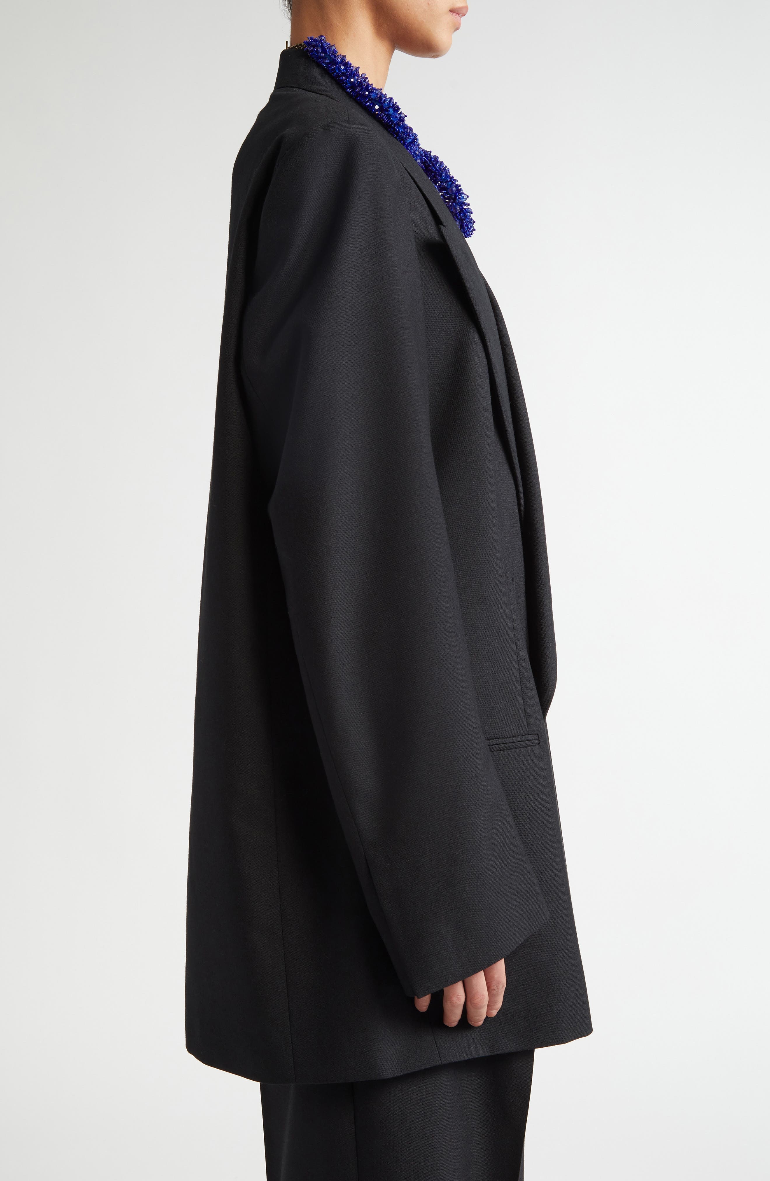 Dries Van Noten Blink Double Breasted Oversize Wool Toile Jacket in Black at Nordstrom - 4