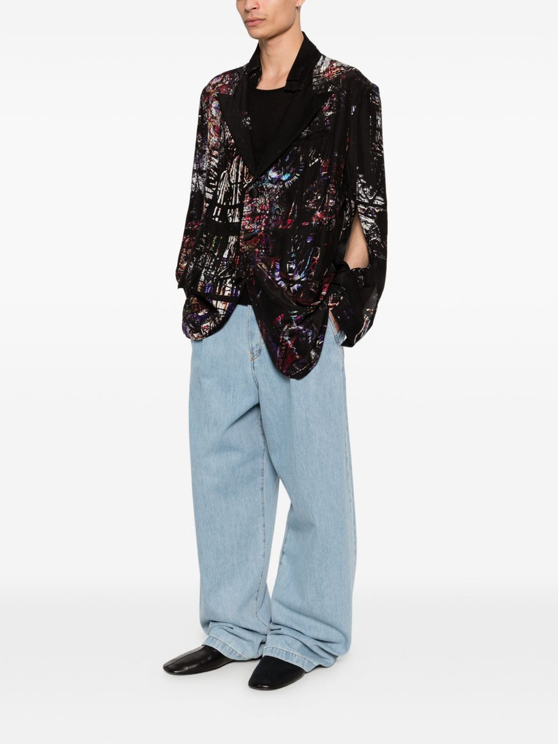 Yohji Yamamoto logo-print blazer outlook