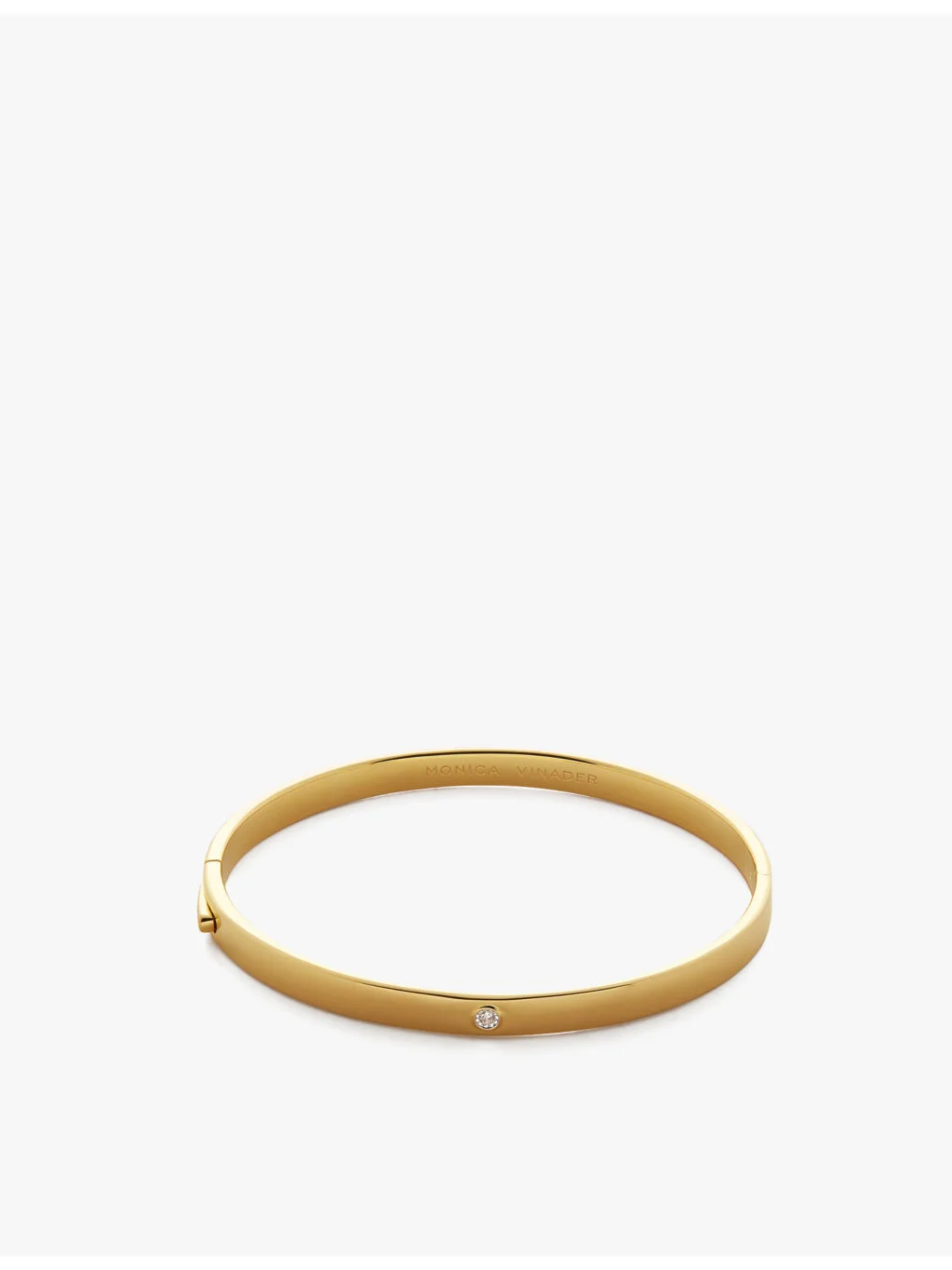 Solitaire 18ct Yellow Gold-Plated Vermeil Sterling-Silver And 0.015ct Lab-Grown Diamond Bangle - 1