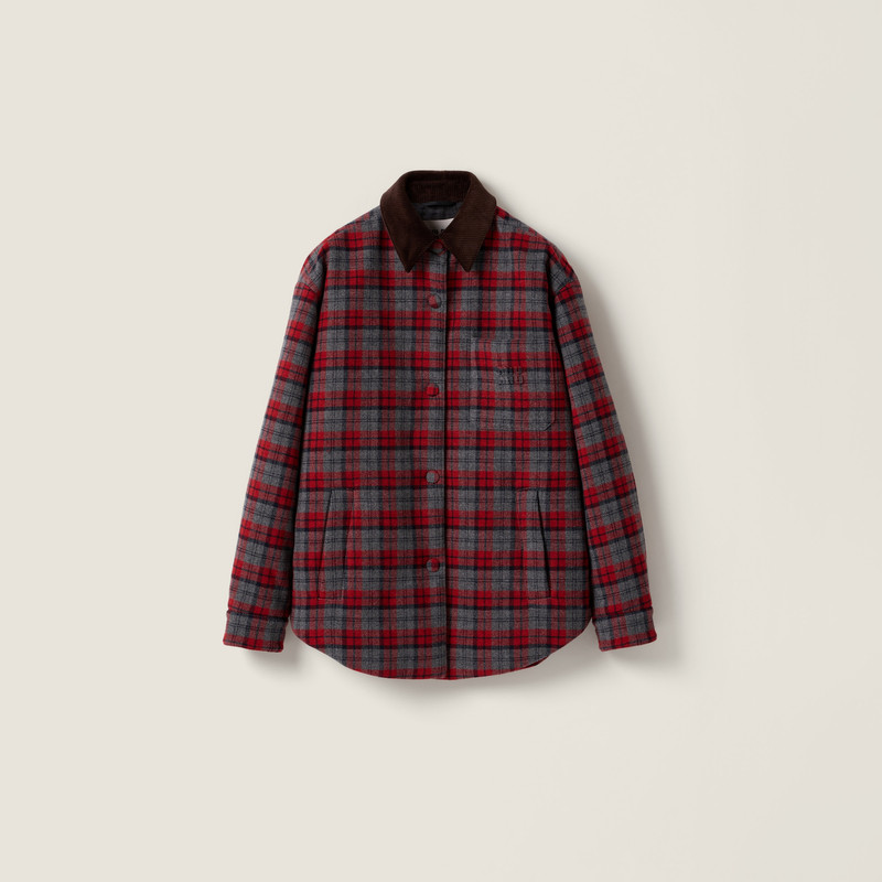 Medium-weight plaid check down jacket 1