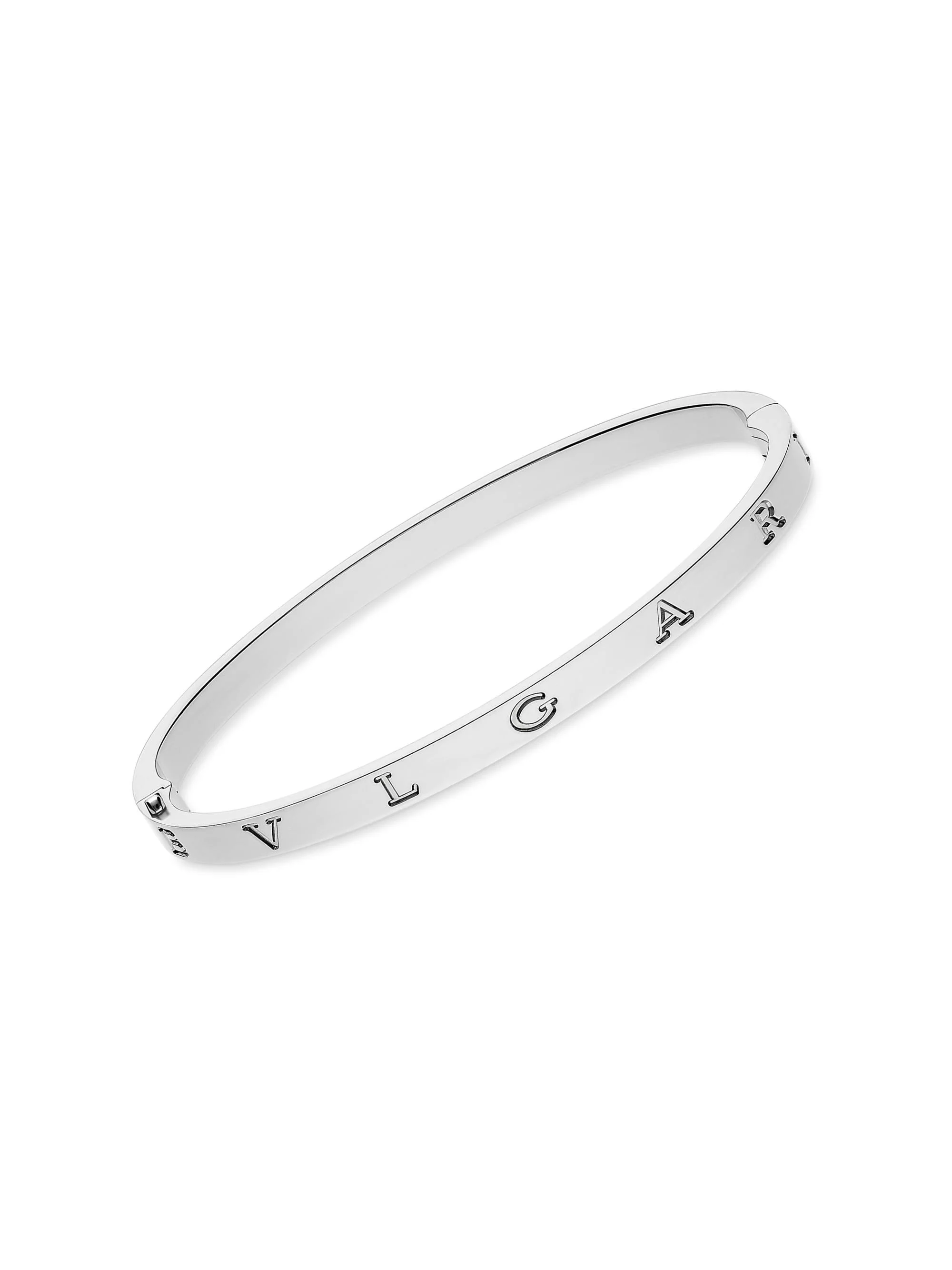 Women's B. zero1 18K White Gold Logo Bangle Bracelet - White Gold - 1