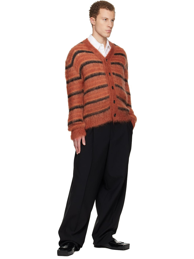 Marni Red & Black Fuzzy Wuzzy Stripe V-Neck Cardigan outlook