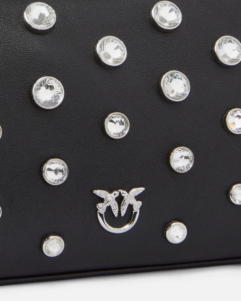 MINI HALF MOON LEATHER SHOULDER BAG WITH RHINESTONES 3
