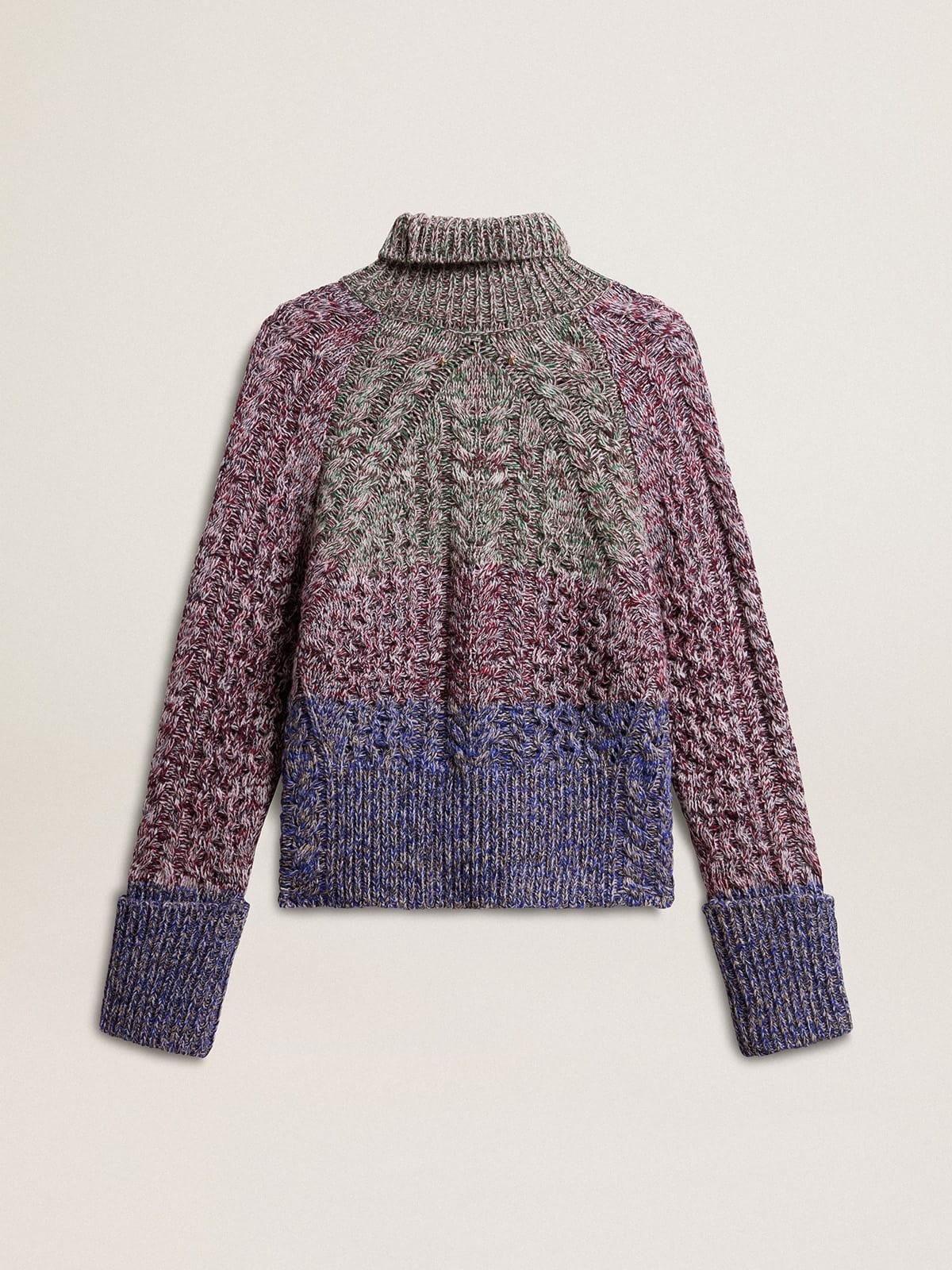 Women's multicolored high neck sweater with mouliné yarn - 8