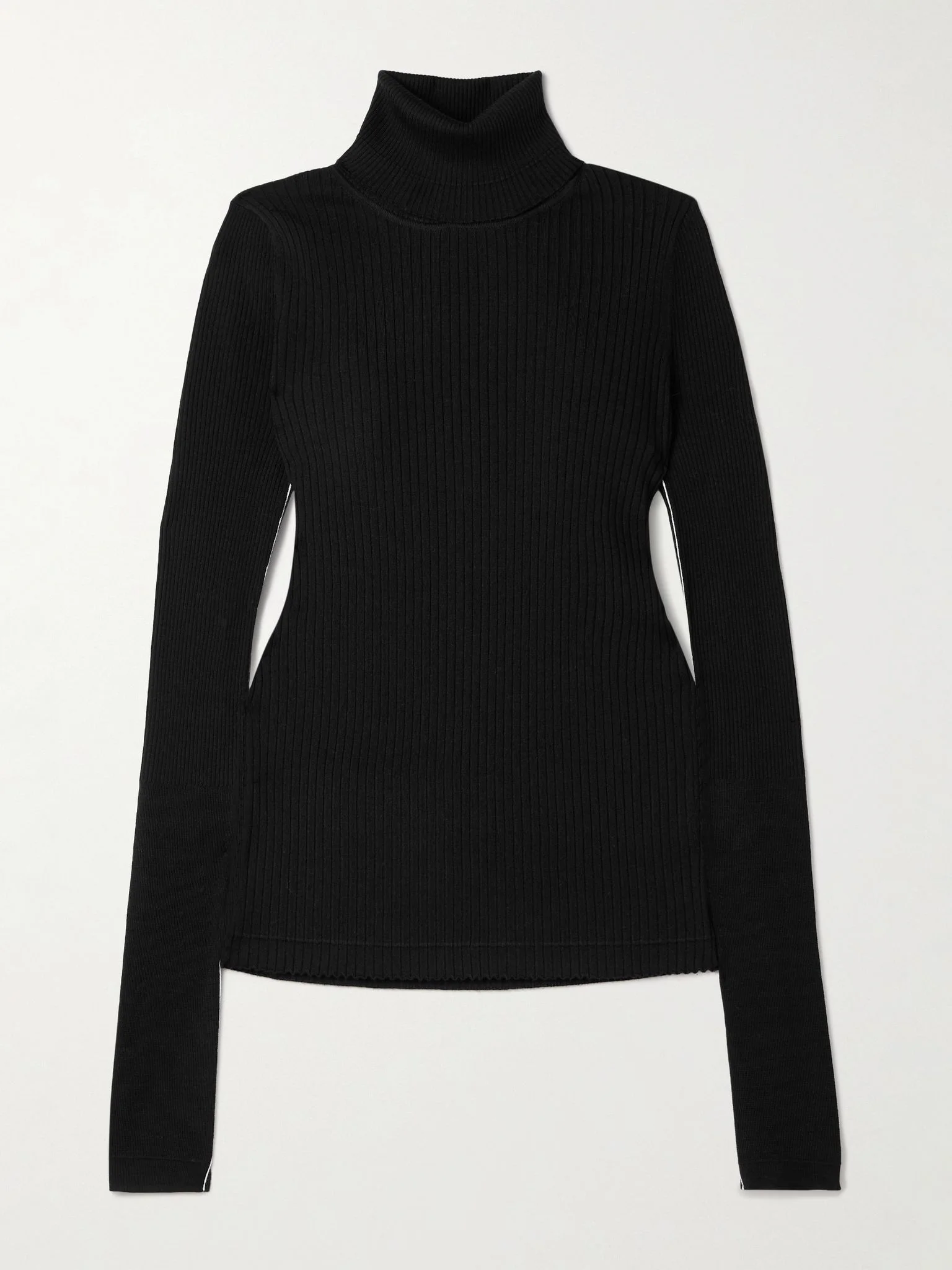Ribbed merino wool turtleneck sweater Black - 1