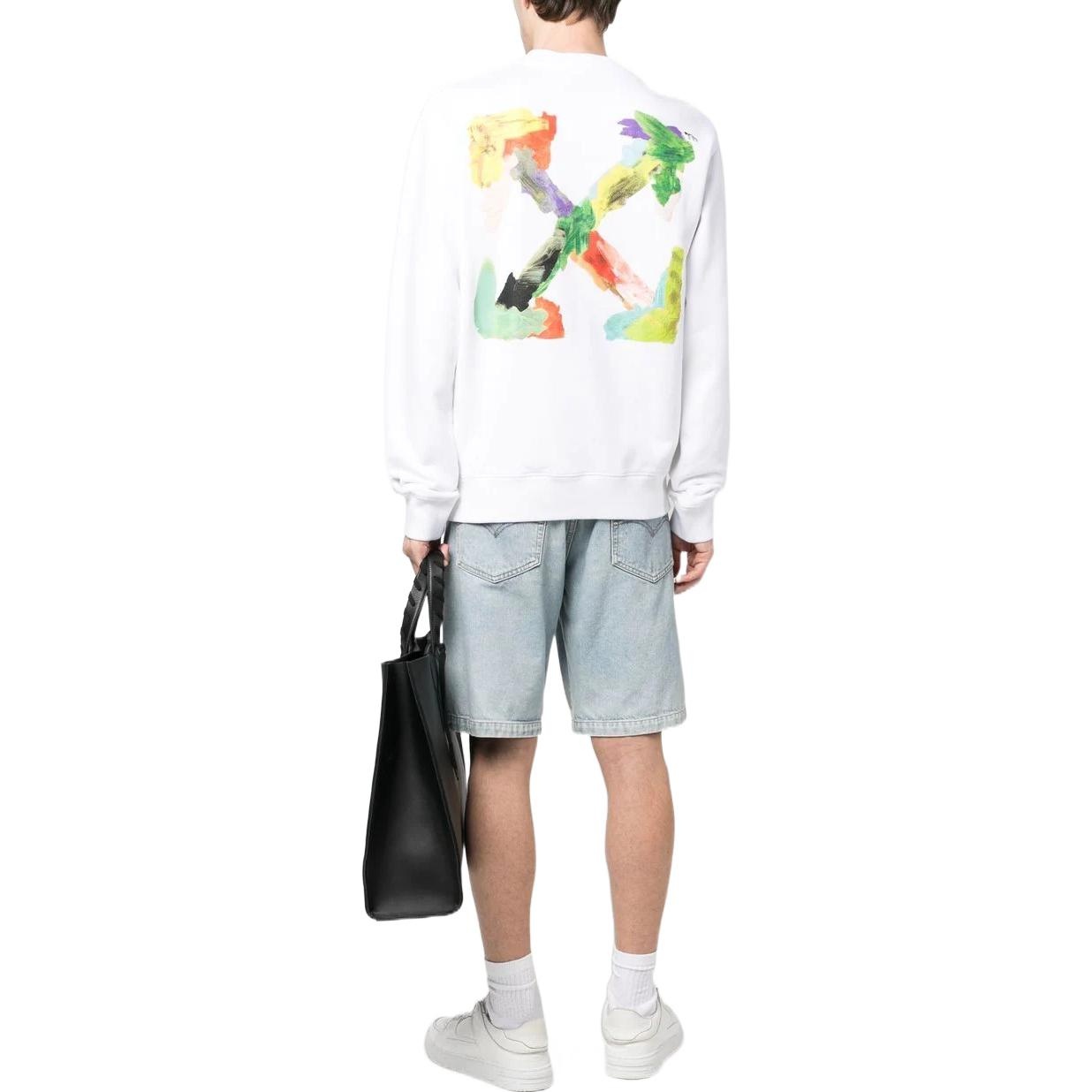 Off-White Brush Arrow Slim Crew Neck Sweatshirt 'White' OMBA057S23FLE0010184 - 4