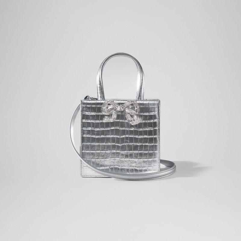Silver Croc Mini Tote Bow Bag 4