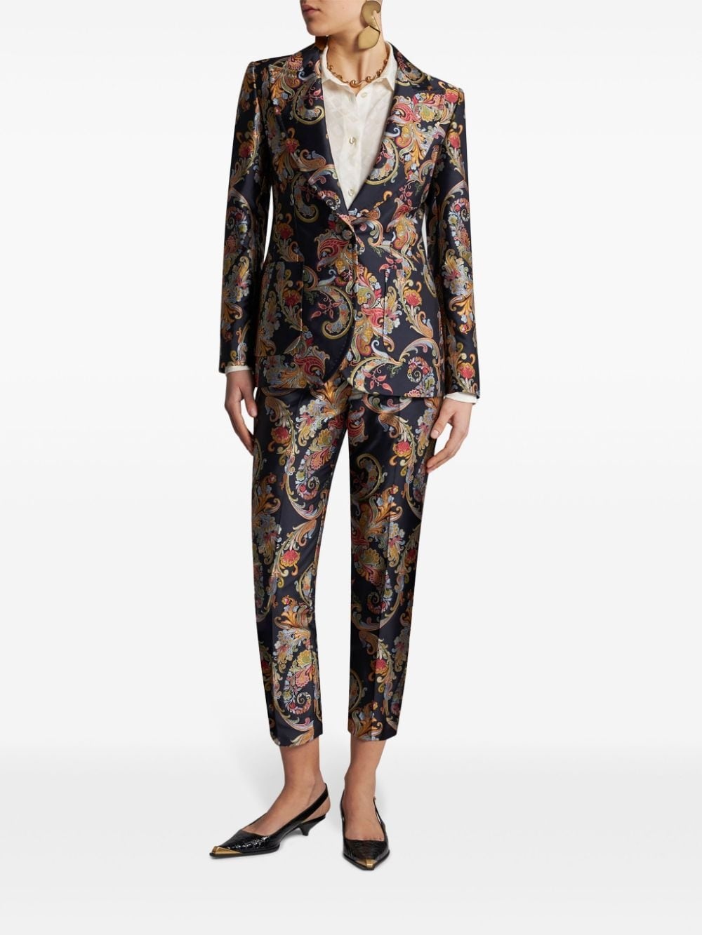 jacquard paisley cropped trousers - 2