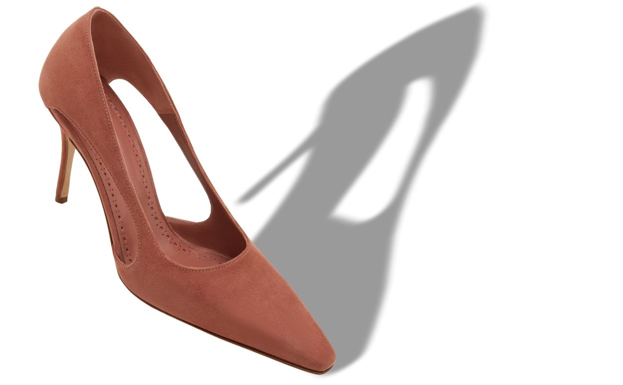 Brown Suede Cut Out Detail Pumps - 2