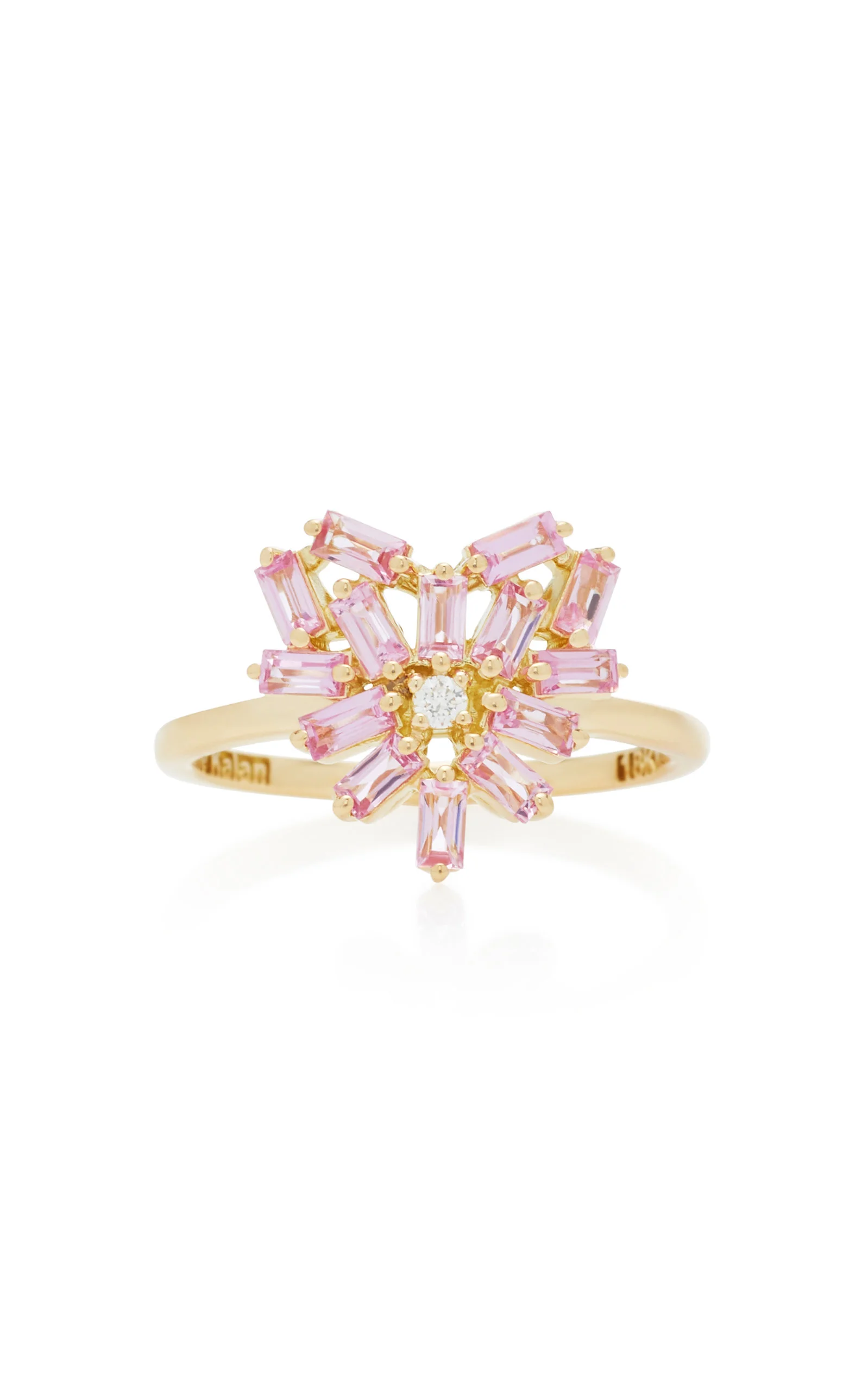 Heart-Shaped 18K Gold and Pink Sapphire Ring pink - 1