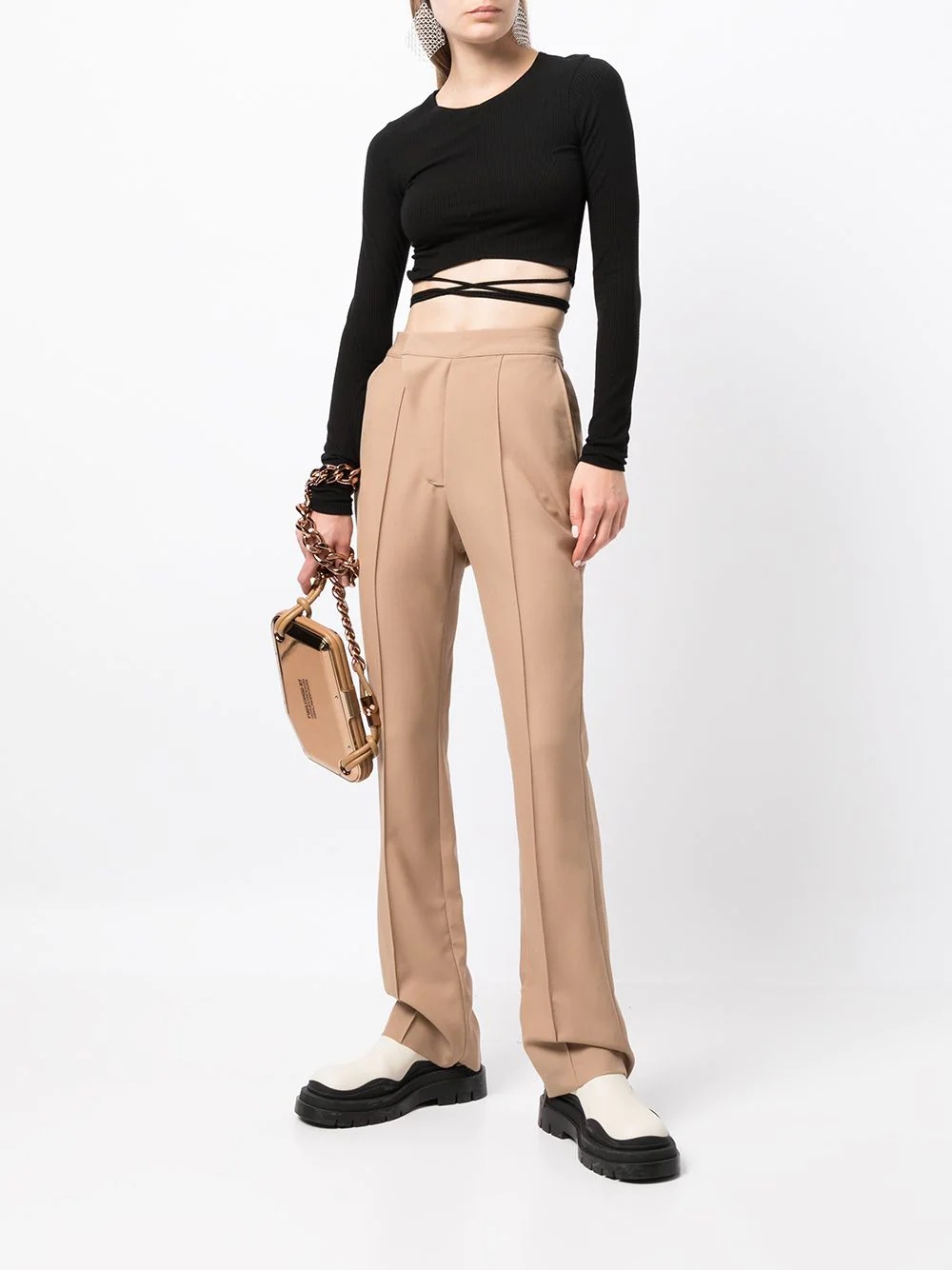 high-waisted flared trousers - 2