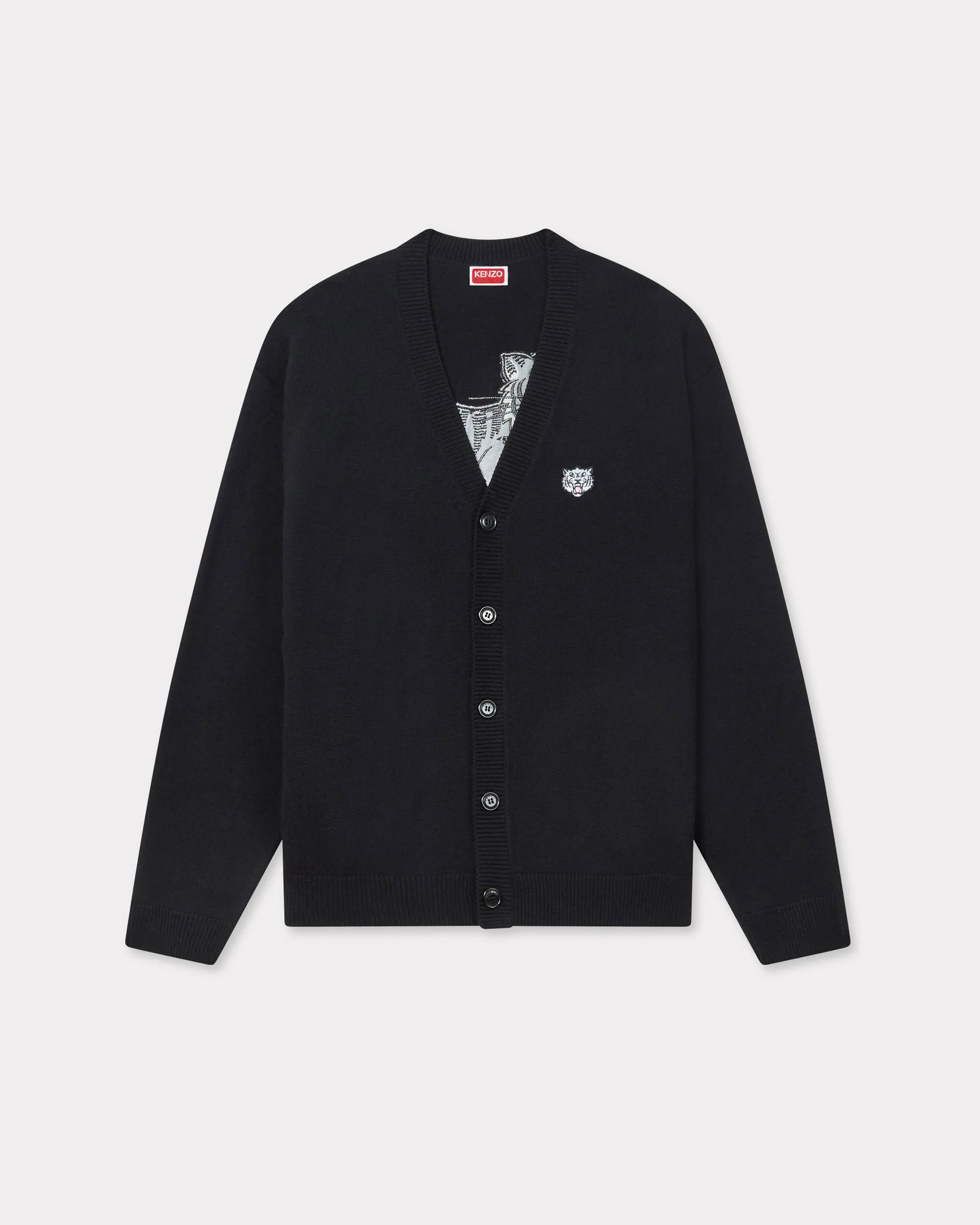 'KENZO Happy Tiger' embroidered cardigan in cotton merino wool - 1