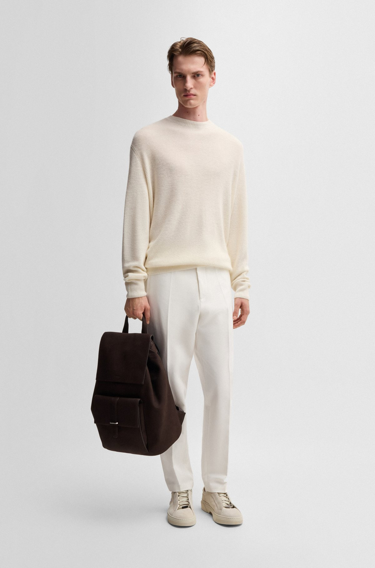 REGULAR-FIT SWEATER IN LINEN AND CASHMERE - 4