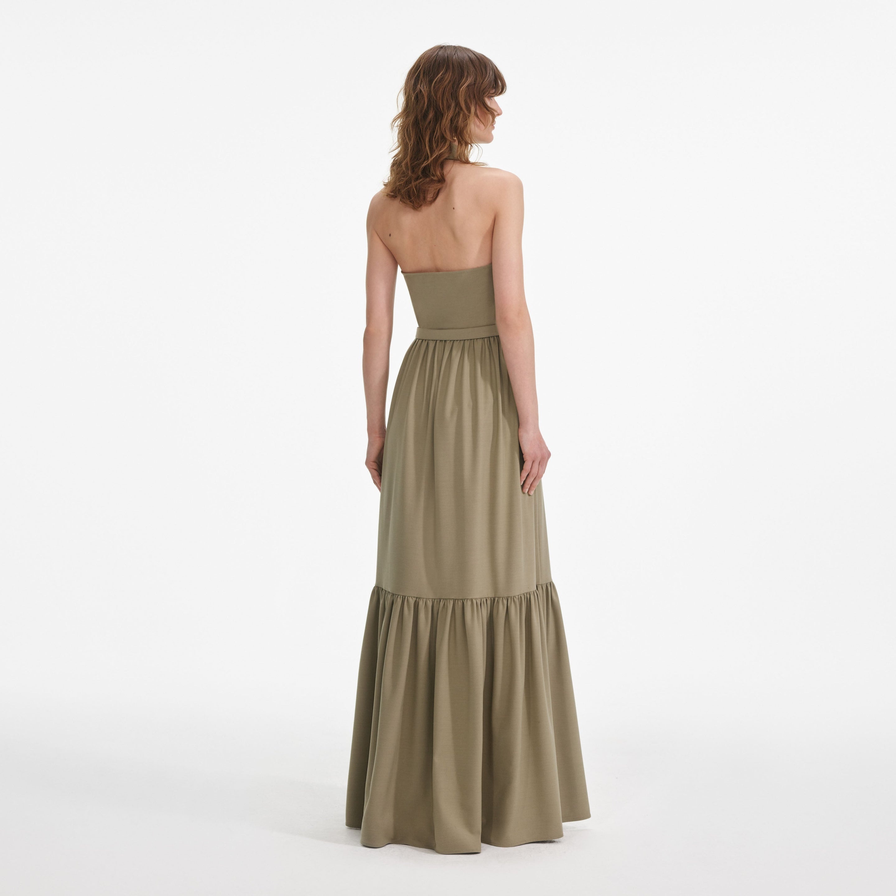 Beige Sleeveless Twill Maxi Dress - 3