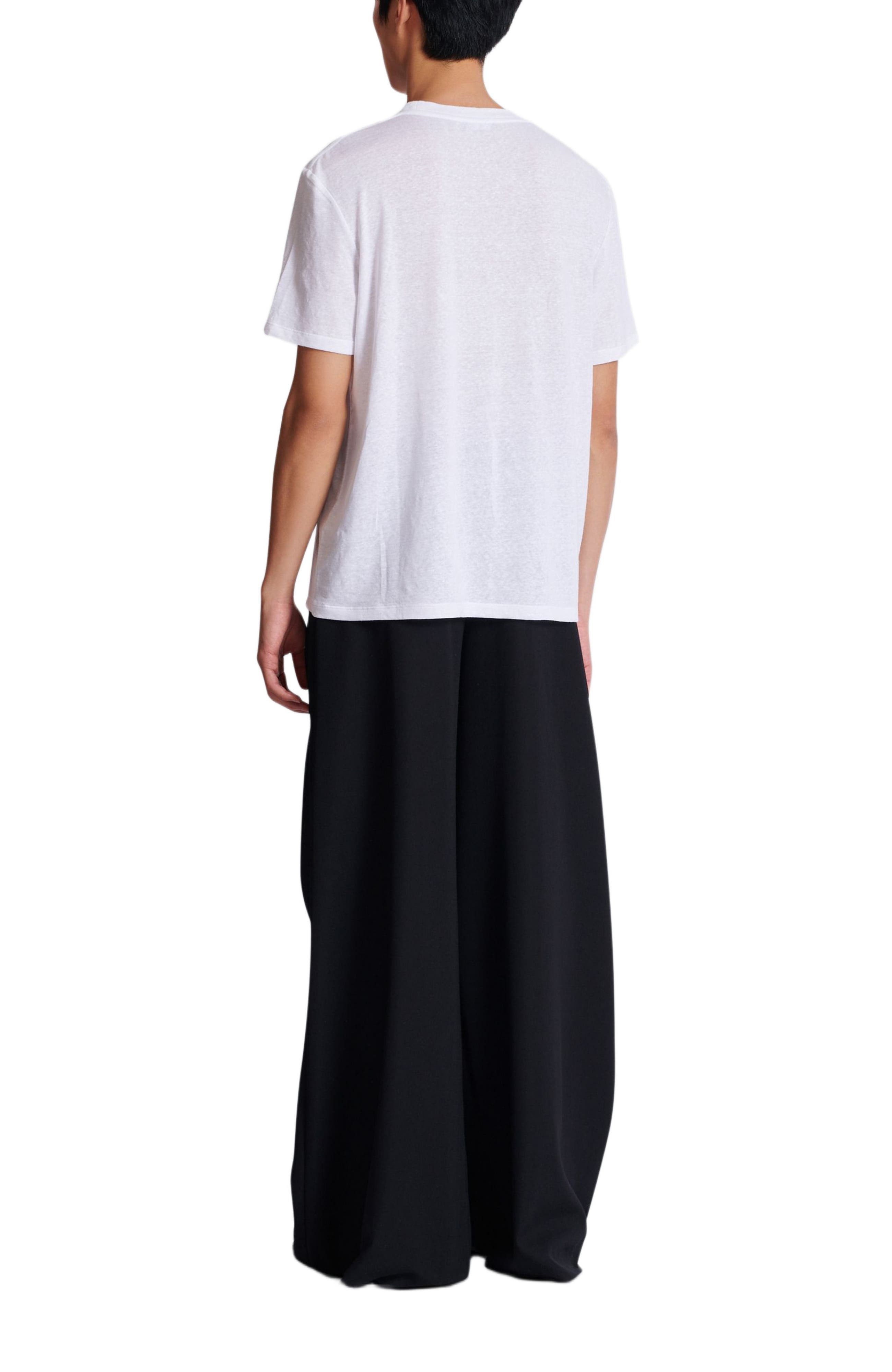 Balmain Écusson embroidered linen T-shirt in White at Nordstrom - 3
