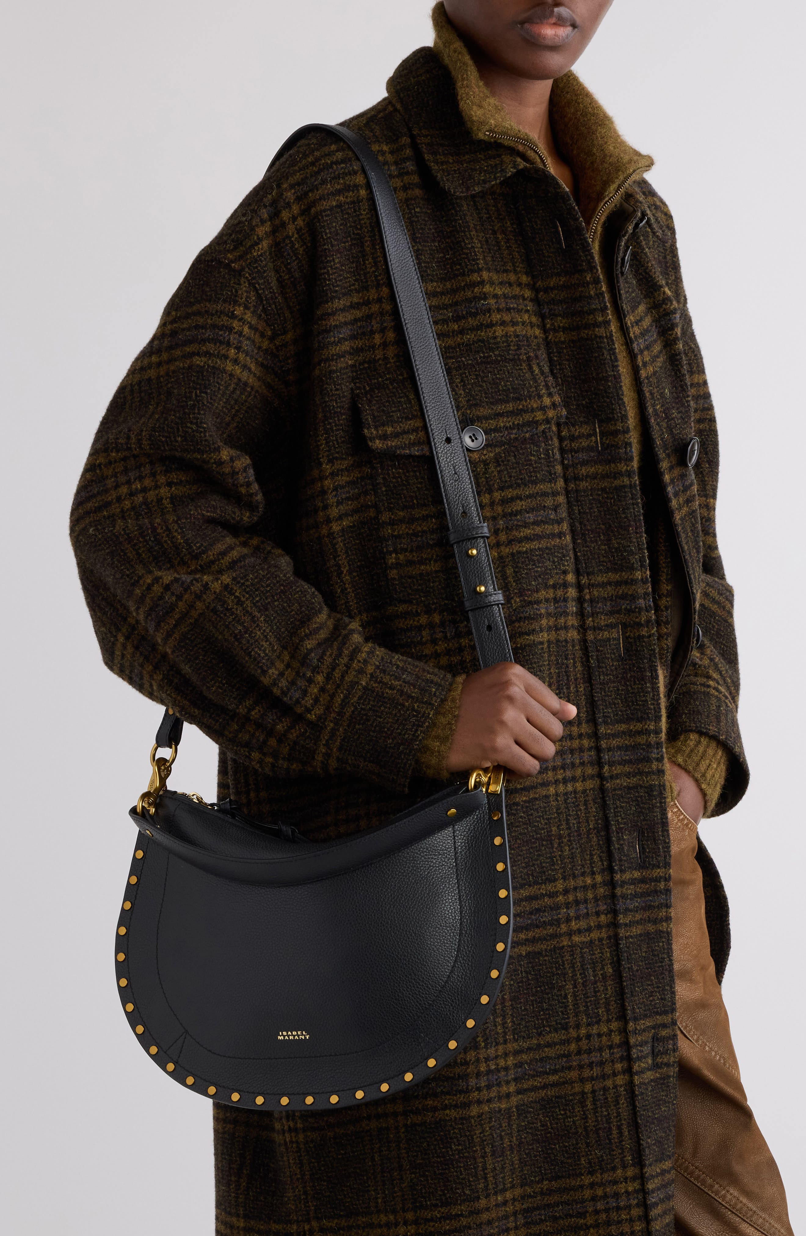 Isabel Marant Oskan Studded Soft Leather Crossbody Bag in Black at Nordstrom - 2