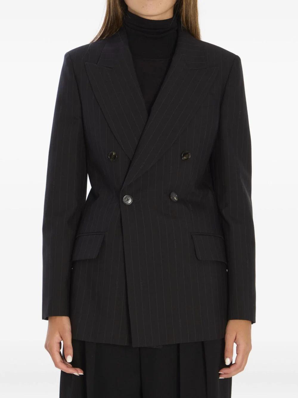 pinstripe double-breasted jacket - 1