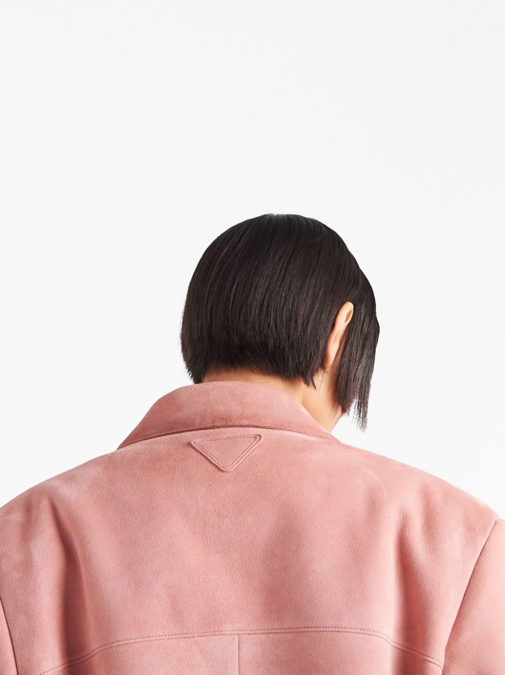 single-breasted logo-patch suede jacket - 5